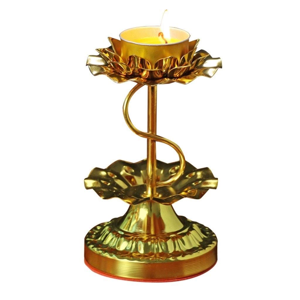 LICHUAN Lotus Candlestick - Premium Ghee Lamp Holder for Buddha Statues, Buddhist Altar Decor & Meditation Spaces - Perfect for Puja Ceremonies, Yoga Studios & Spiritual Gifts