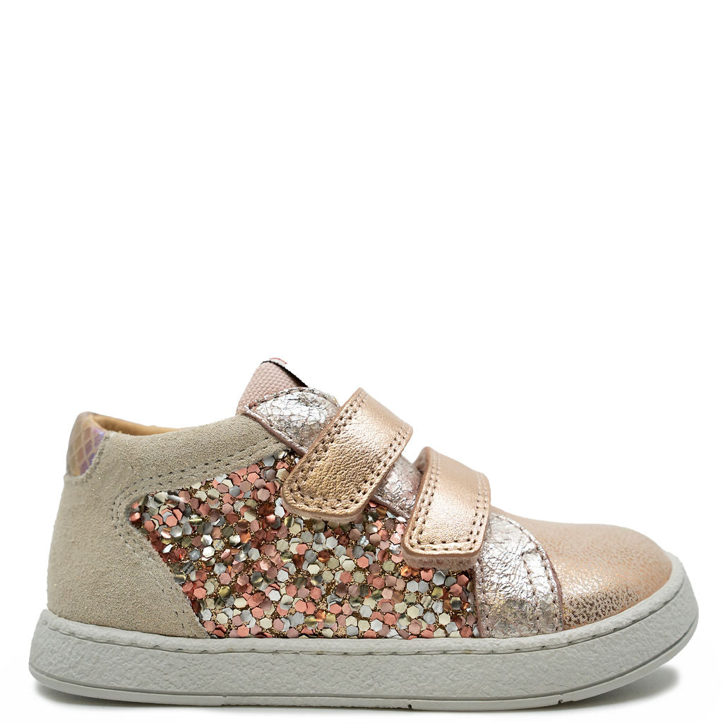 Pom D'Api Pink Glitter Baby Sneakers - Cute Sparkly First Walkers for Girls & Toddlers | Perfect for Special Occasions, Birthday Parties & Photo Shoots