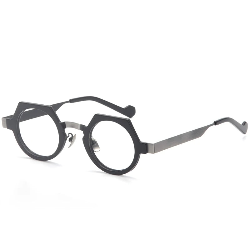 Aror Unisex Full Rim Flat Top Round Acetate Alloy Eyeglasses 94008 - Stylish Retro Frame for Men & Women - Perfect for Reading, Working, and Fashion Accessories
