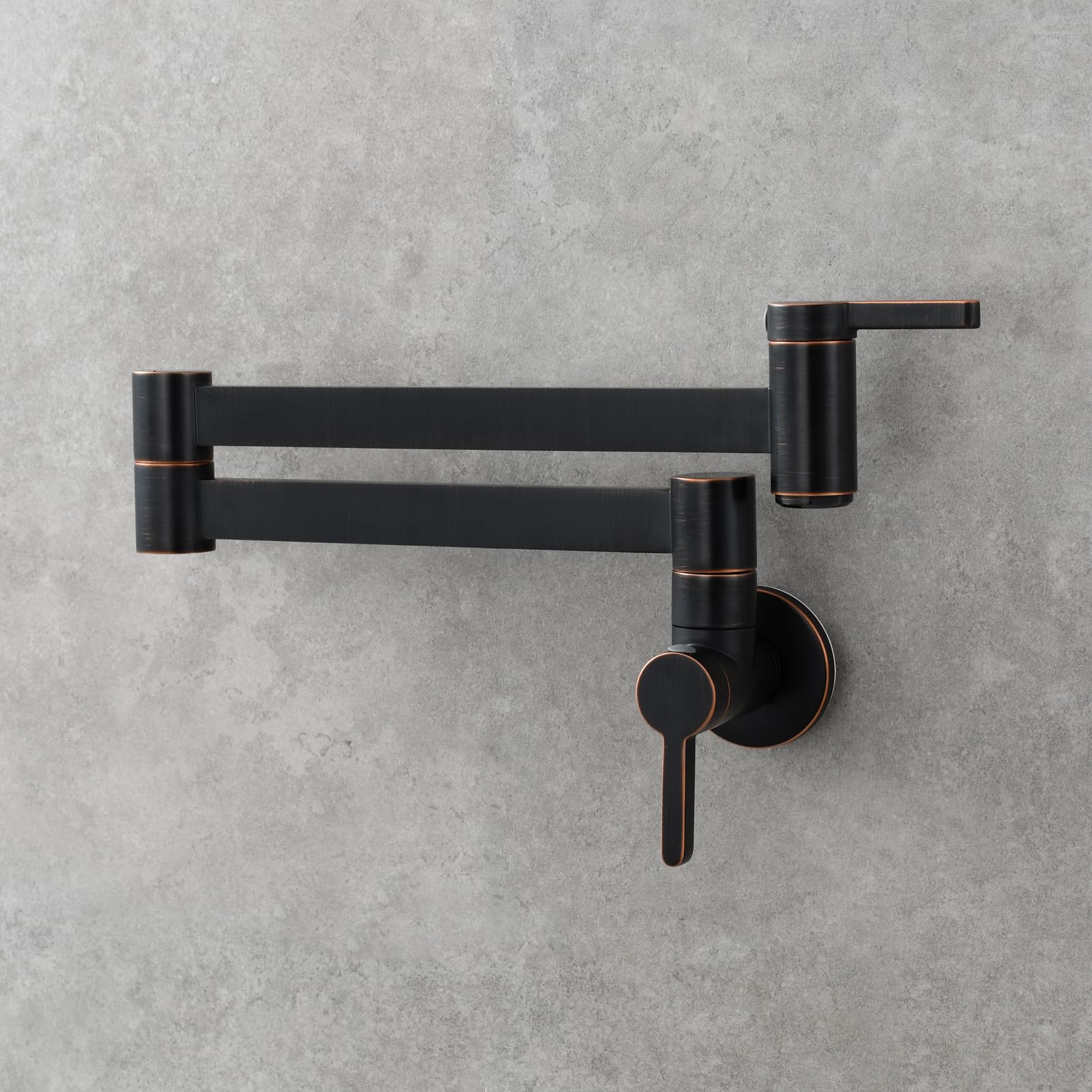 Oil Rubbed Bronze Wall Mount Pot Filler Faucet - Double Joint Swing Arm Brass Kitchen Sink Faucet for Easy Cooking & Filling Pots (Model CT172R) | Perfect for Home Chefs & Busy Kitchens
