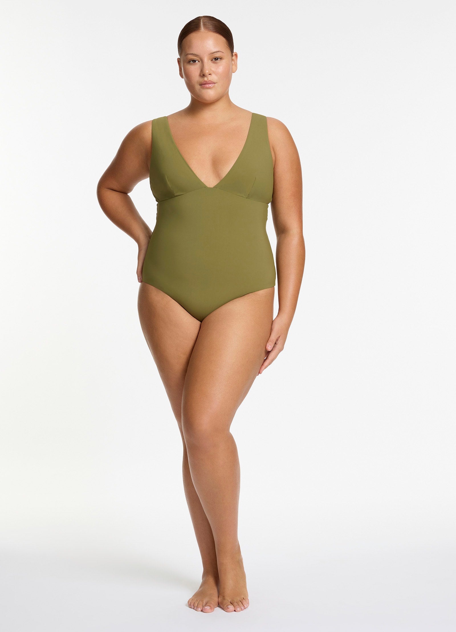 Jetset Plunge One Piece Swimsuit - Sexy High Cut Bathing Suit for Women, Moss Green - Perfect for Beach Vacations, Pool Parties & Summer Getaways