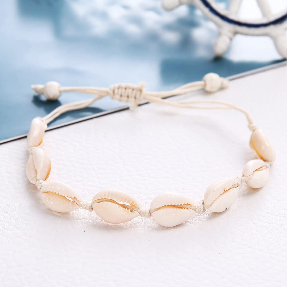 6-Piece Women's Boho Beach Anklet Set - Adjustable Shell & Cowrie Seashell Ankle Bracelets for Summer, Surfing & Vacation Jewelry | Perfect for Beach Parties, Tropical Getaways and Festival Fashion