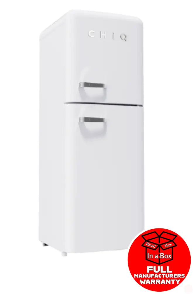 CHiQ CRTM198NW3 198L Retro Style Top Mount Refrigerator - Energy Efficient White Mini Fridge for Home, Office, Dorm & Kitchen - Compact Freezer with Adjustable Shelves