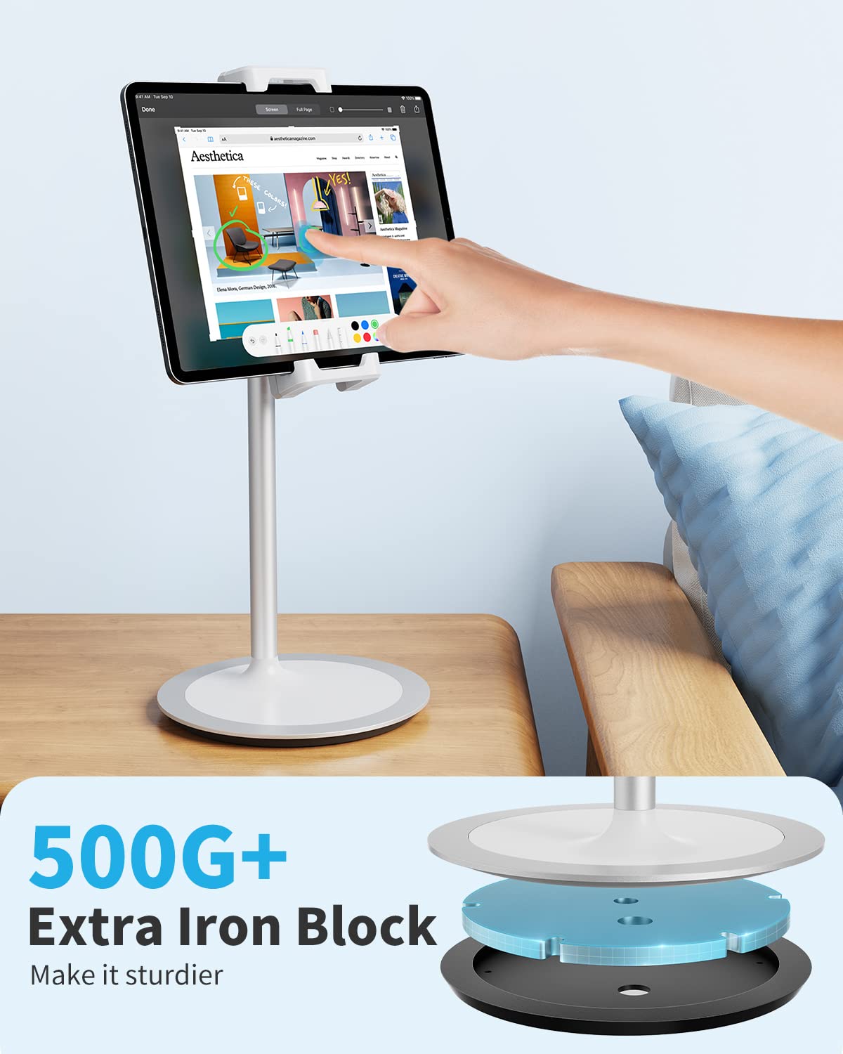 SAIJI Adjustable Gooseneck Phone & Tablet Stand Holder for Bed, Desk, Office - Perfect for Hands-Free Viewing, Reading, and Video Calls