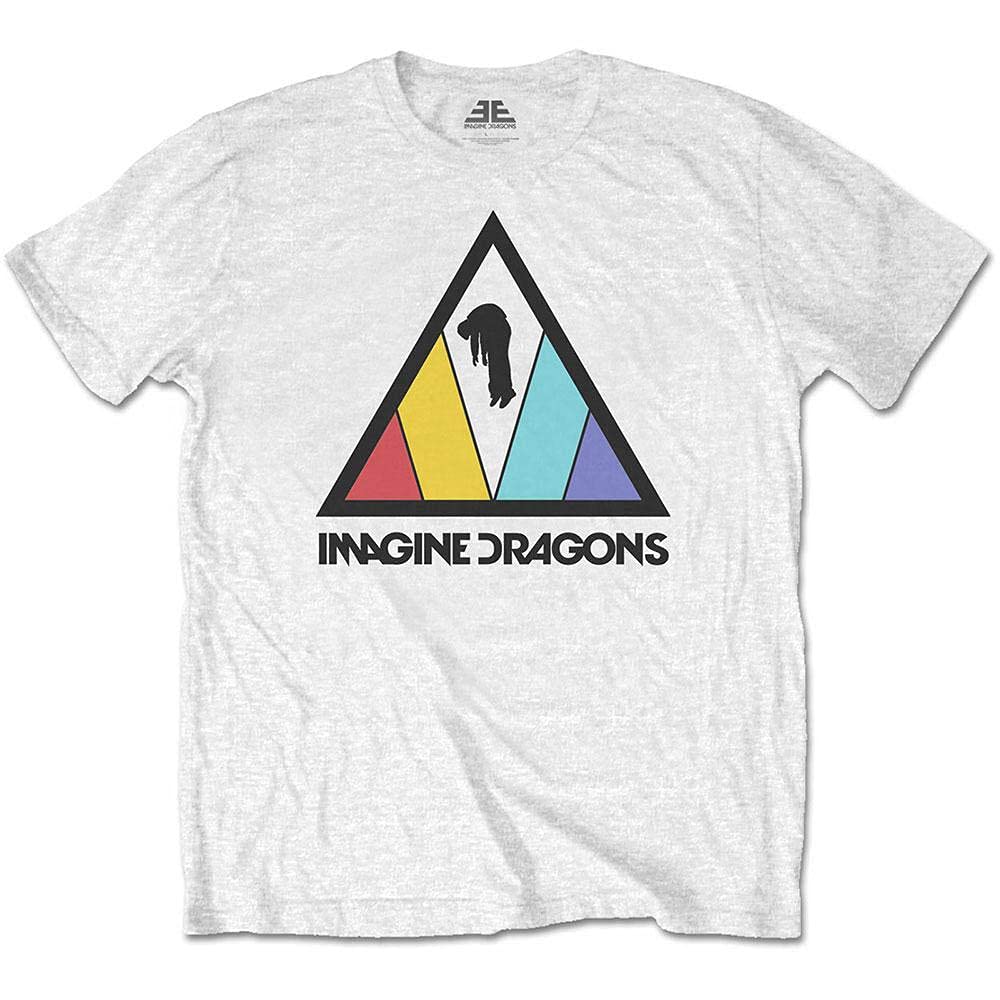Imagine Dragons Boys Triangle Logo Graphic T-Shirt - White Cotton Tee for Kids - Perfect for Concerts, School & Casual Wear
