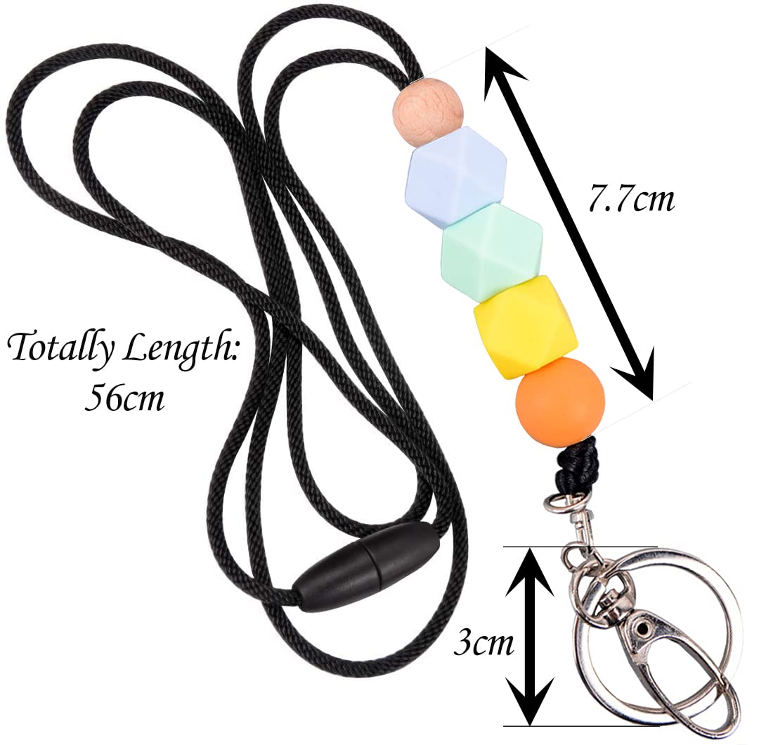 2 Pack Silicone Beaded Breakaway Lanyards with ID Holder & Keychain - for Nurses, Office & School Use