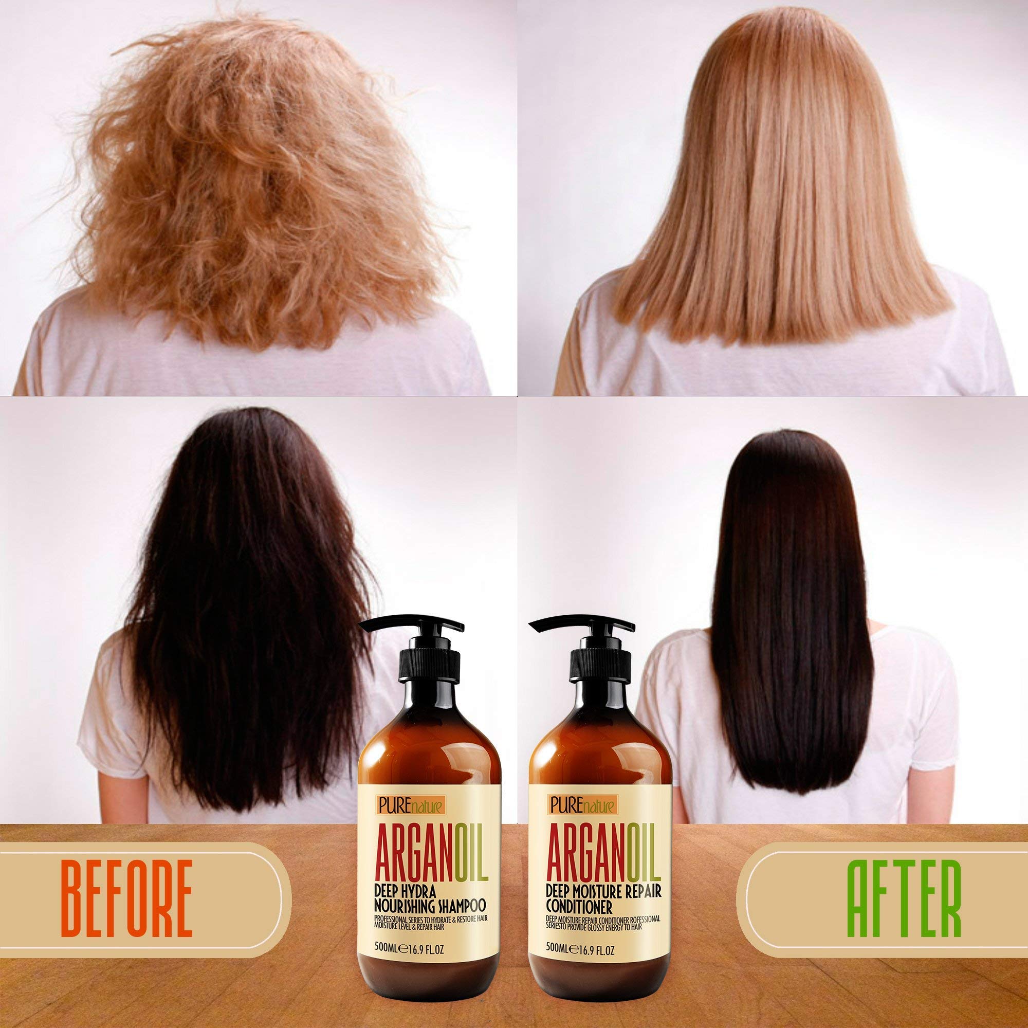 Pure Moroccan Argan Oil Shampoo & Conditioner Set for Hair Repair - Sulfate Free, Hydrating & Nourishing Hair Care Duo for Dry, Damaged Hair - Perfect for Daily Use & Salon Quality Results at Home