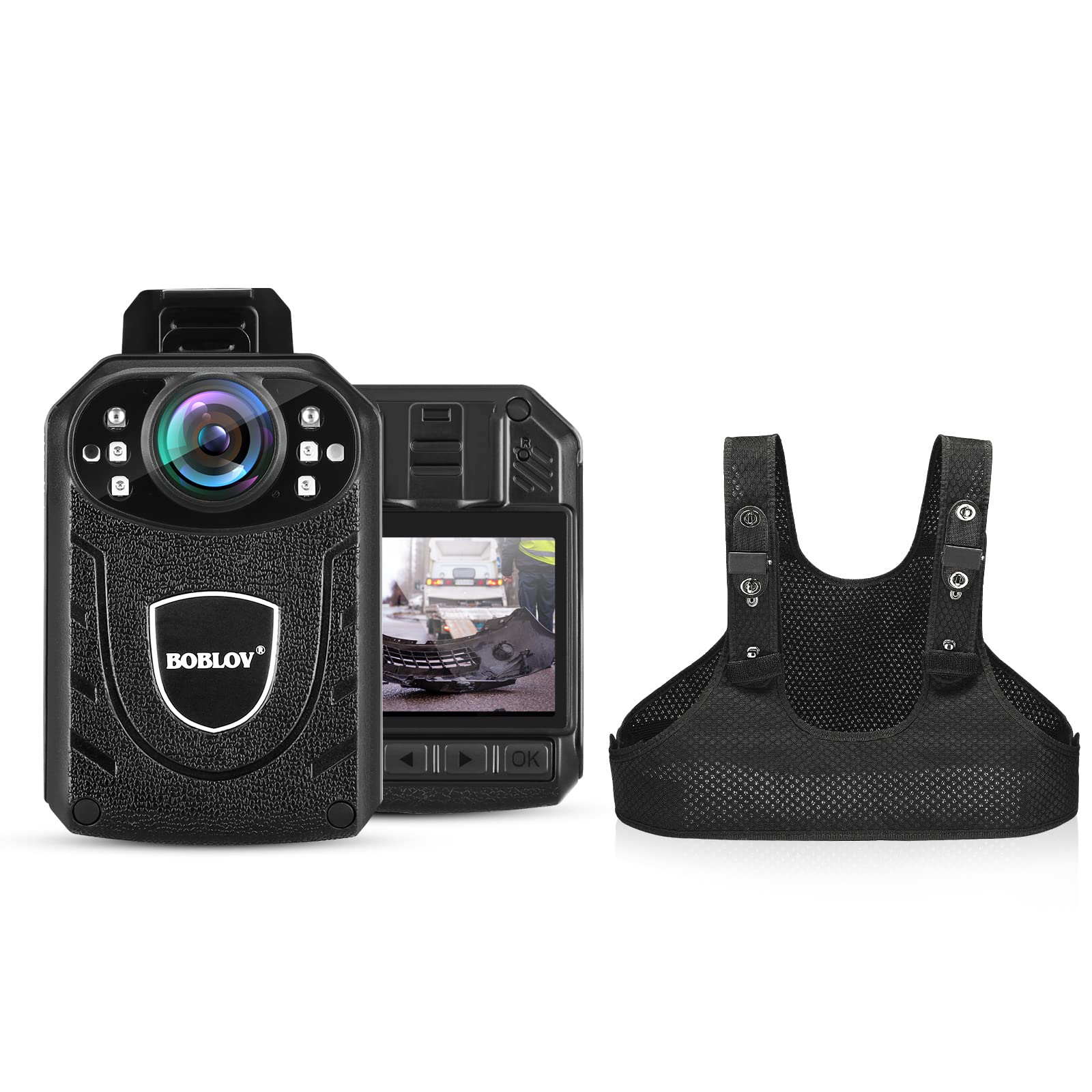 BOBLOV KJ21 1296P HD Body Worn Camera with 128GB Expandable Memory, 8-10 Hours Recording - Police Security Camera for Law Enforcement, Security Guards & Night Patrol | Perfect for Evidence Collection & Workplace Safety
