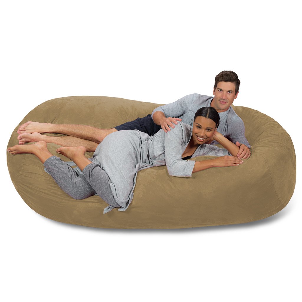 Premium Memory Foam Bean Bag Chair - Ultra Soft Camel Micro Suede Fabric for Living Room, Bedroom, Dorm & Game Room - Comfortable Seating for Relaxing, Gaming & Lounging