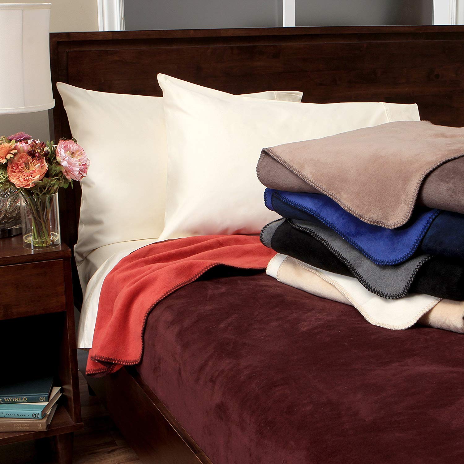 IBENA Sorrento Reversible Plush King Size Bed Blanket - Ultra Soft Burgundy/Red Comforter for All Seasons | Perfect for Bedroom, Living Room & Cozy Nights