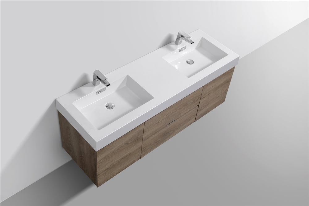 BSL60 Butternut Single Sink Wall Mount Bathroom Vanity - Modern Space-Saving Design for Small Bathrooms & Powder Rooms