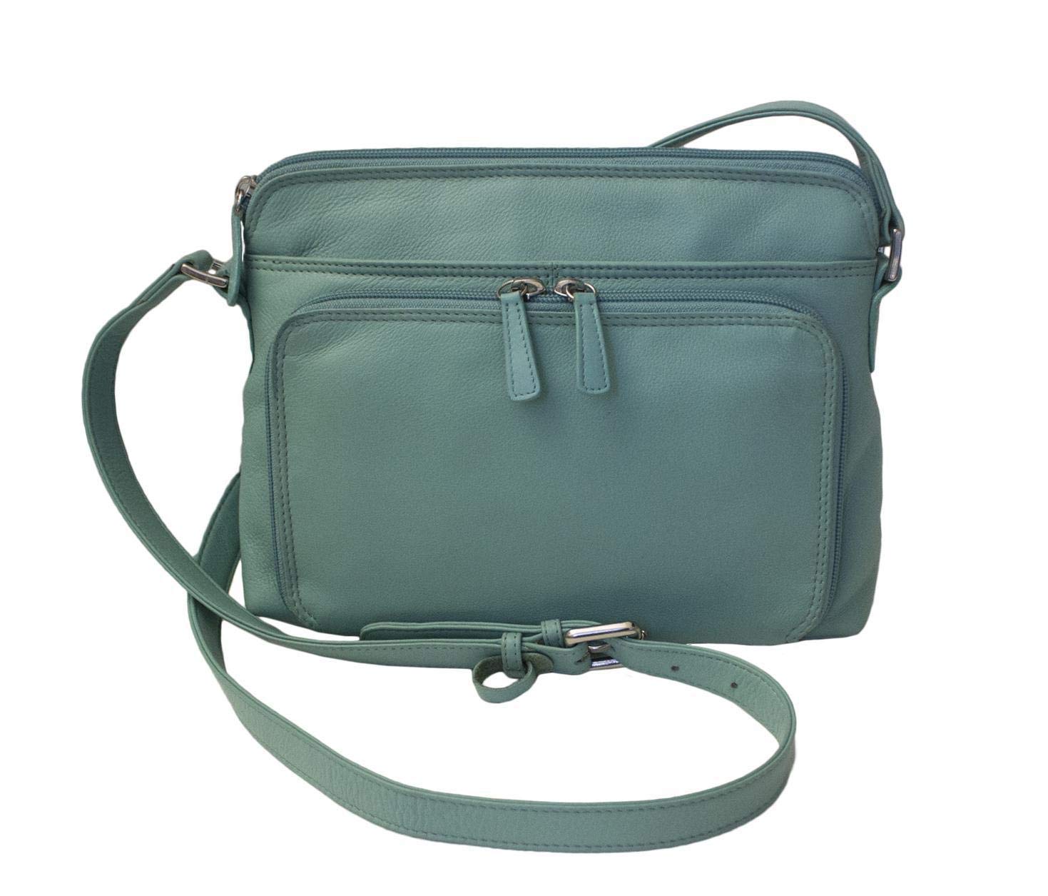 CTM® Women's Genuine Leather Shoulder Bag Purse with Side Organizer Pockets - Stylish Crossbody Handbag for Work, Travel & Everyday Use