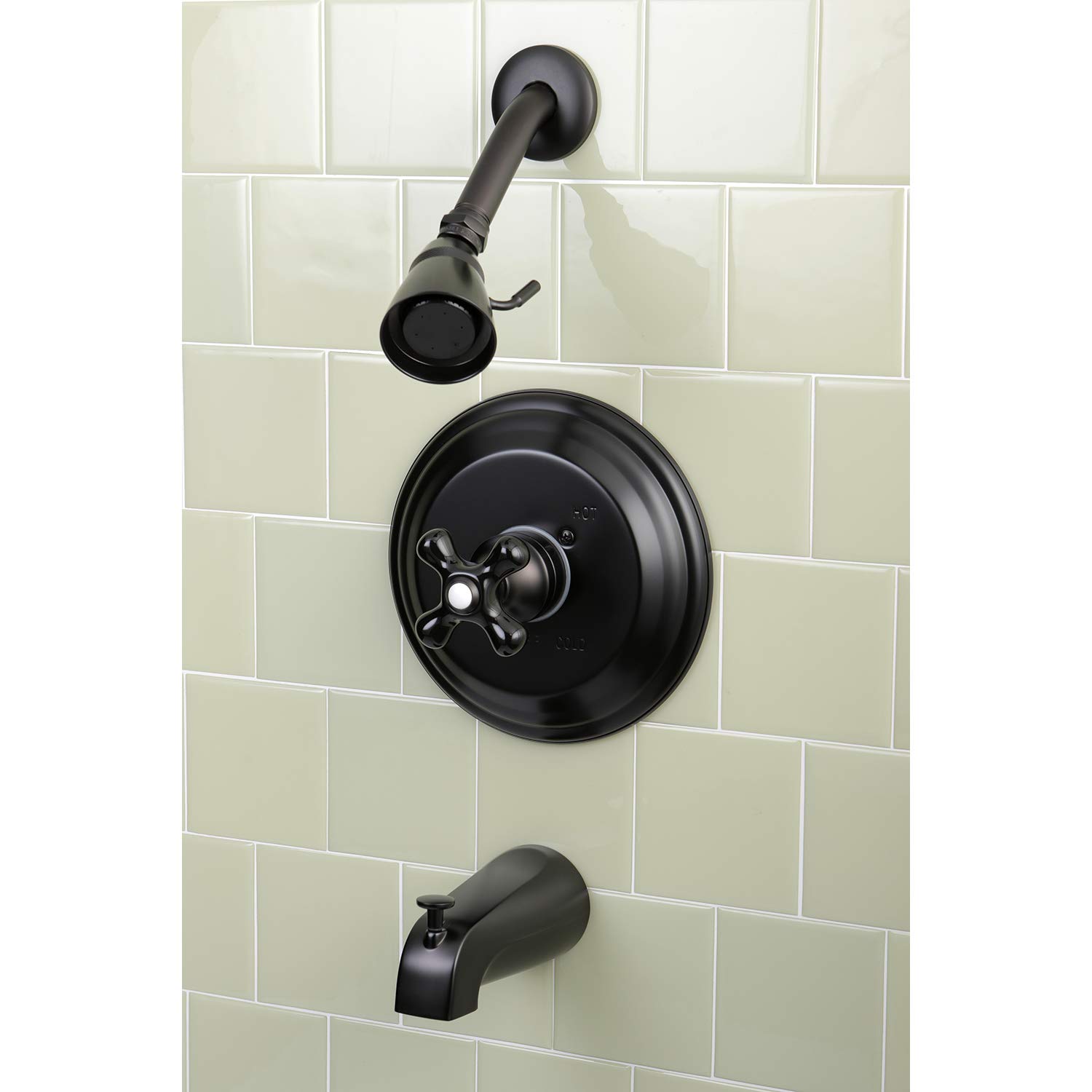 Kingston Brass KB3635PKL Duchess Oil Rubbed Bronze Tub and Shower Faucet - 7.5 x 7.13 x 5 Inches - Vintage Style Bathroom Fixture for Classic & Modern Bathrooms