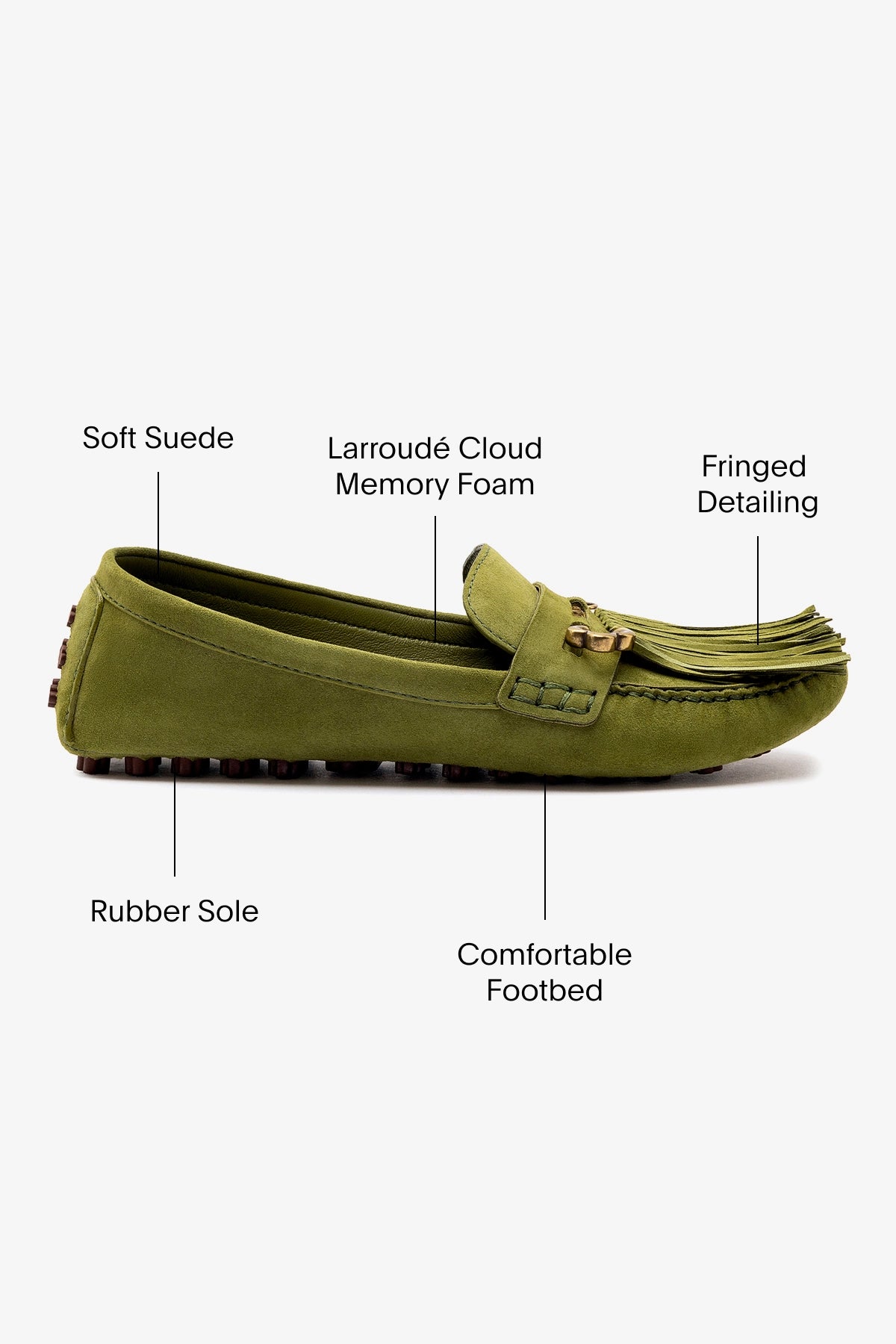 Joy Mocassin Shoes in Seaweed Suede - Comfortable Slip-On Loafers for Women | Perfect for Casual Wear, Office, and Travel