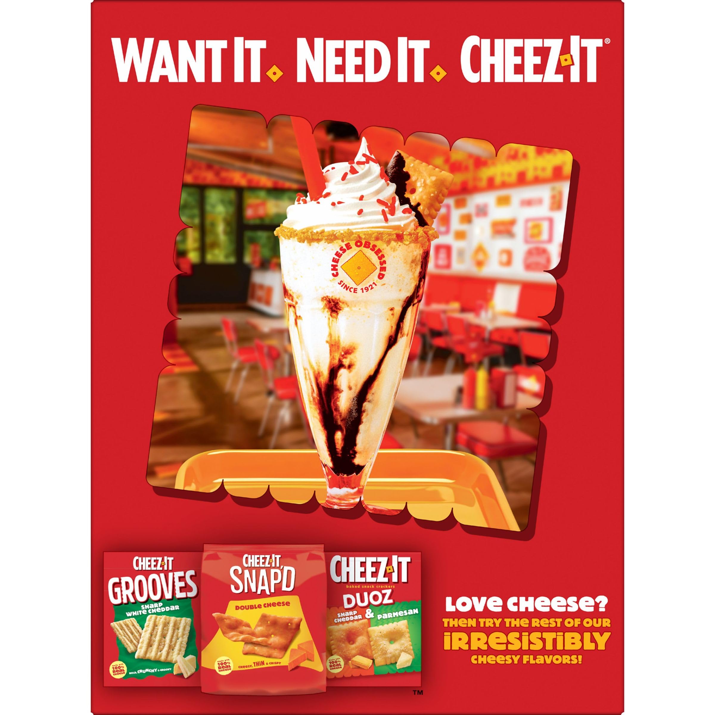 Cheez-It Italian Four Cheese Baked Snack Crackers - 12.4oz Box | Delicious Cheese Flavored Crackers for Office, School & Kids Snacks | Perfect for Lunchboxes, Parties & Movie Nights