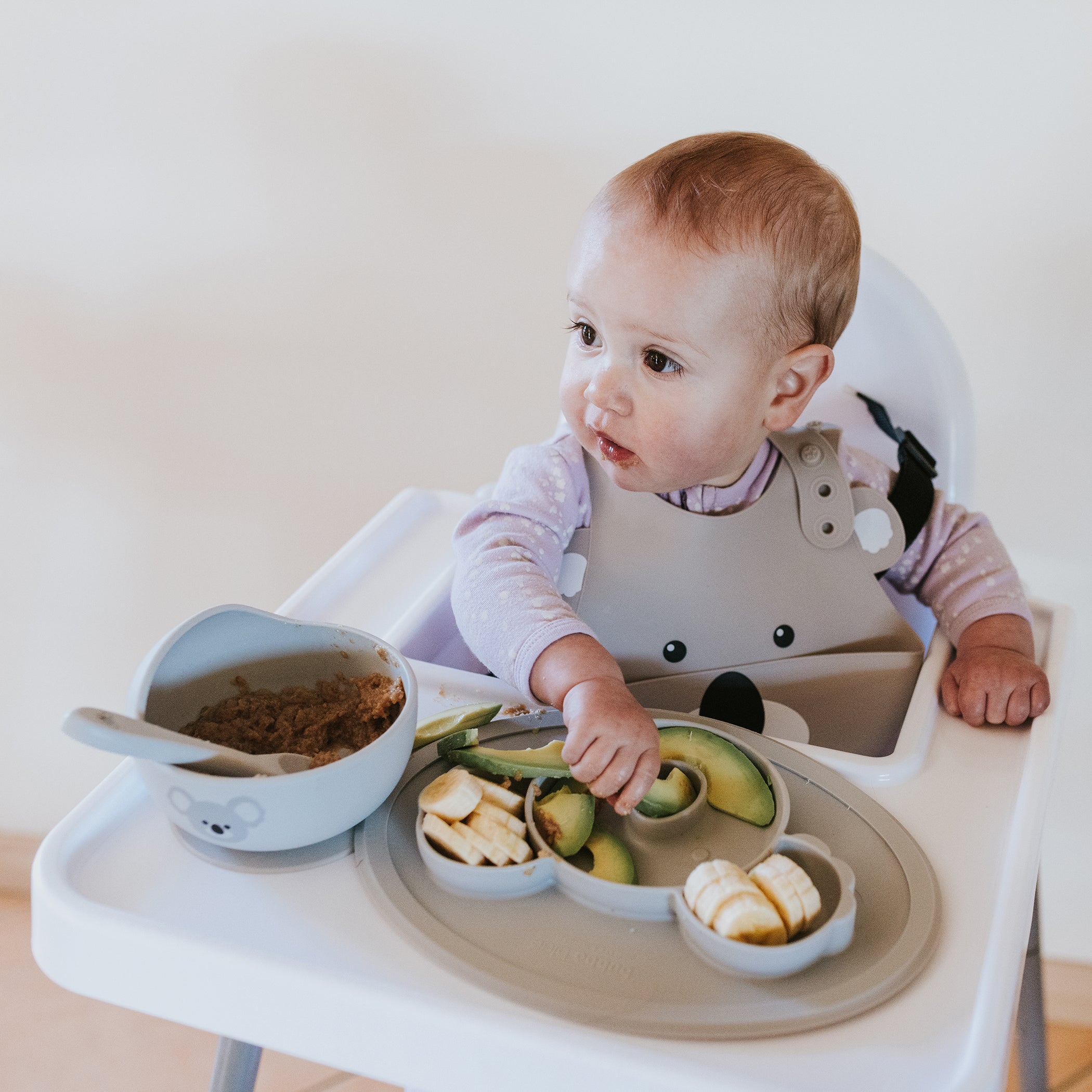 Aussie Animals 'Koala' 5-Piece Silicone Feeding Set - Perfect Baby Shower Gift for New Parents | BPA-Free, Dishwasher Safe Baby Utensils for Easy Mealtime