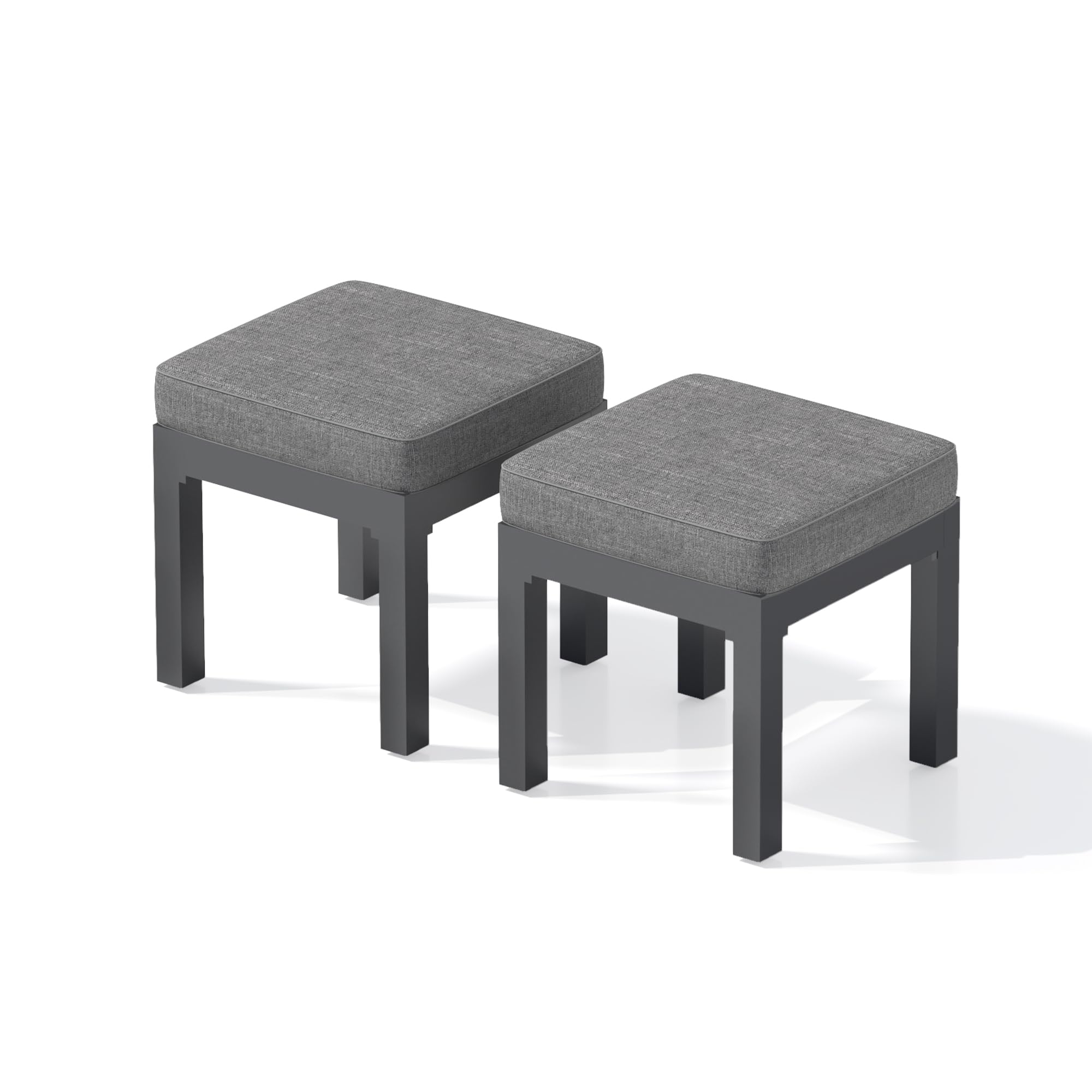 Premium Aluminum Patio Ottoman Set of 2 - Waterproof Outdoor Footstools with Removable Cushions, Modern Garden & Porch Furniture for Relaxing - Perfect for Poolside Lounging, Backyard Seating & Outdoor Entertaining