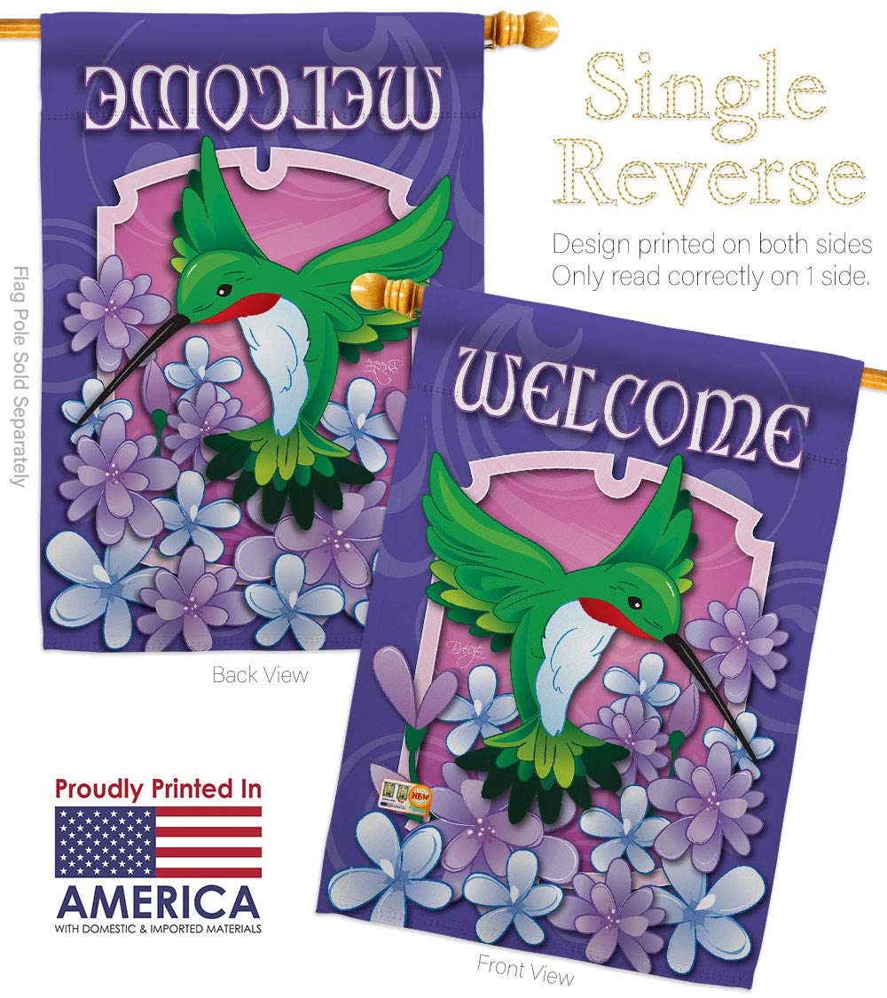 Hummingbird House Flag Set - Eagle, Flamingo, Cardinal & Peacock Wildlife Yard Banner - 28x40 Inch Spring Decor - Made in USA - Perfect for Garden, Patio & Outdoor Decoration