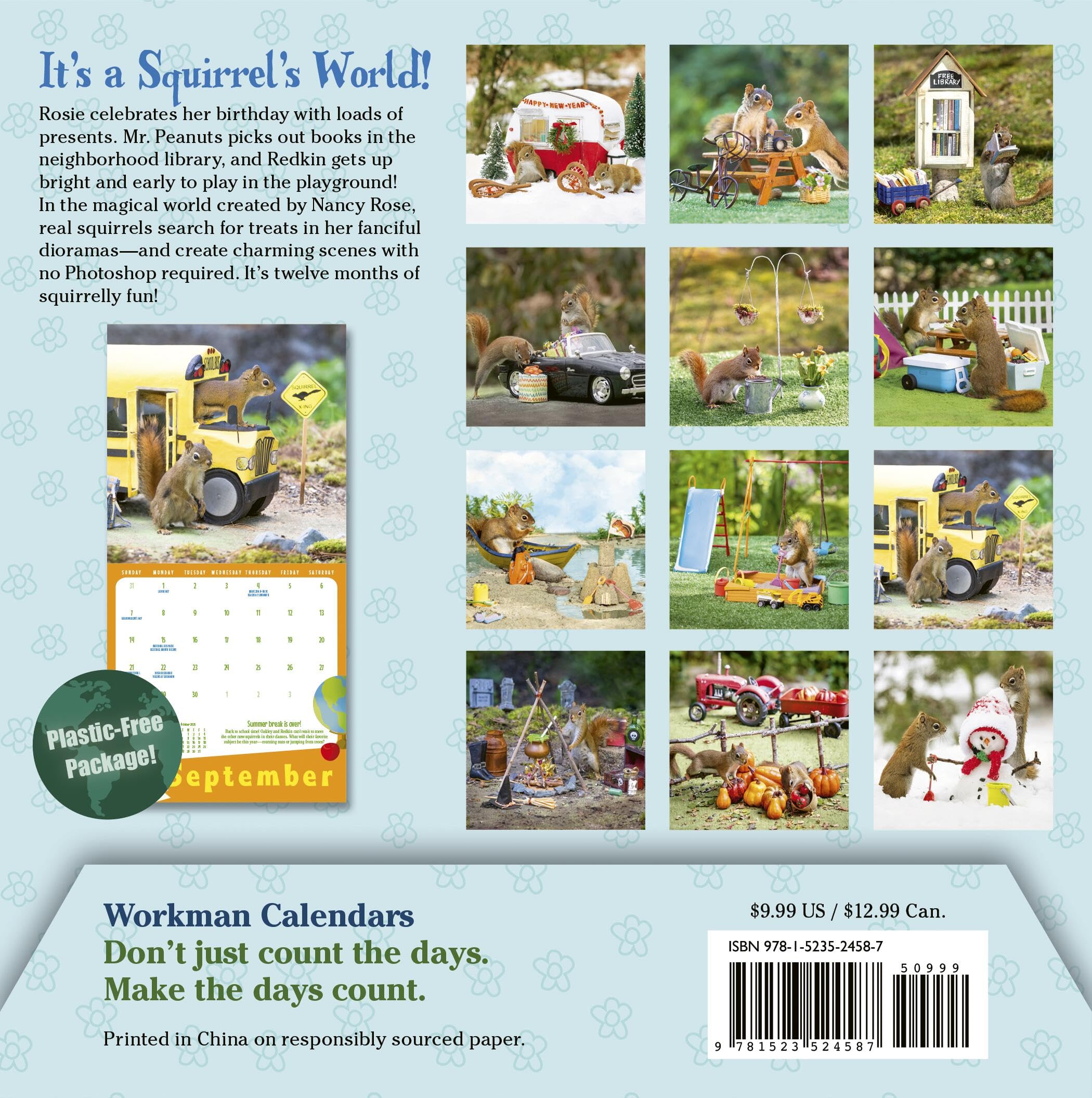 The Secret Life of Squirrels Mini Wall Calendar 2025 - Cute Animal Planner for Home, Office & School Organization | Perfect Gift for Nature Lovers