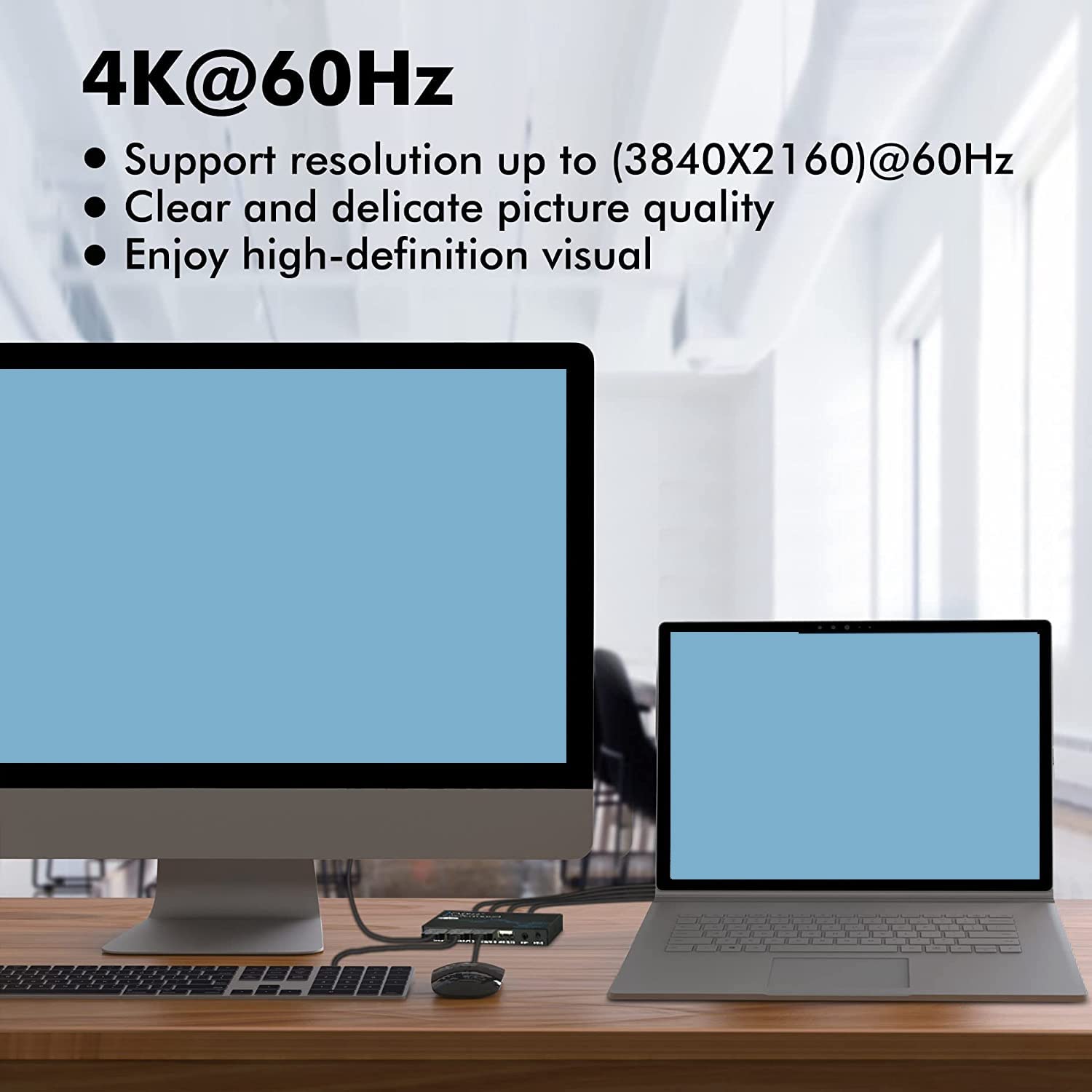 **Ghulumn 4K@60Hz DisplayPort KVM Switch - 2-Port USB DP Switcher for Sharing Keyboard, Mouse, Printer & Ultra HD Monitor | Perfect for Home Office & Multi-Device Workspaces**