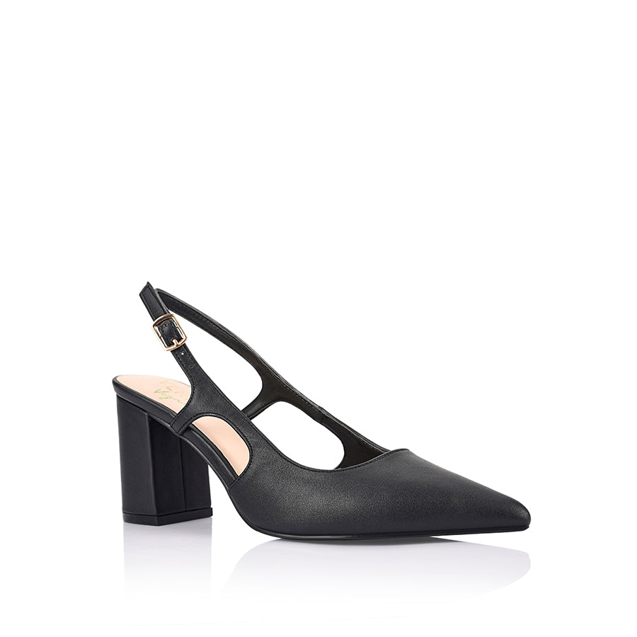 Elton Slingback Block Heels for Women - Comfortable Chunky Heel Sandals in Black | Perfect for Office, Party & Summer Outfits