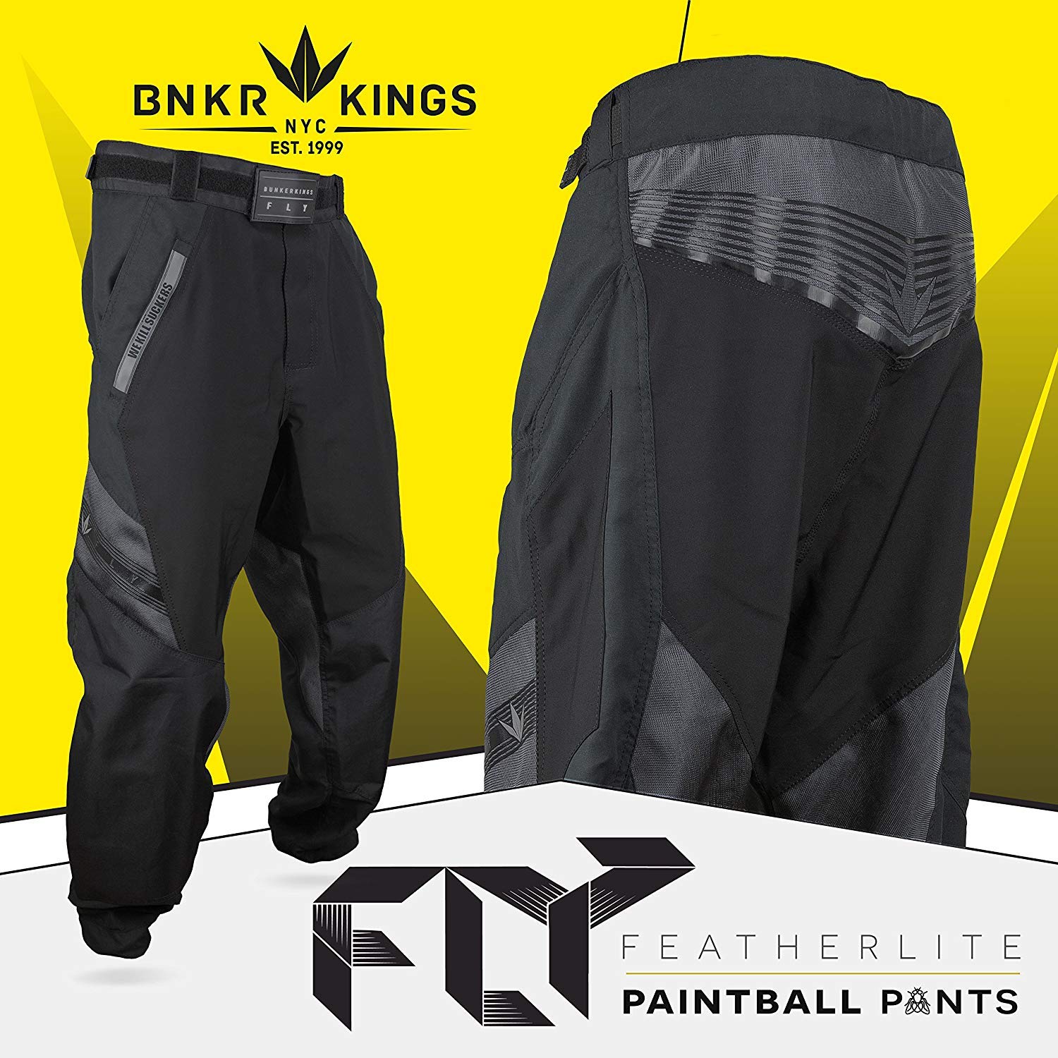 Bunker Kings Featherlite Fly Paintball Pants - Adjustable Velcro Waist & Ankle Cuffs for Ultimate Comfort | Lightweight & Durable for Tournament Play & Outdoor Sports