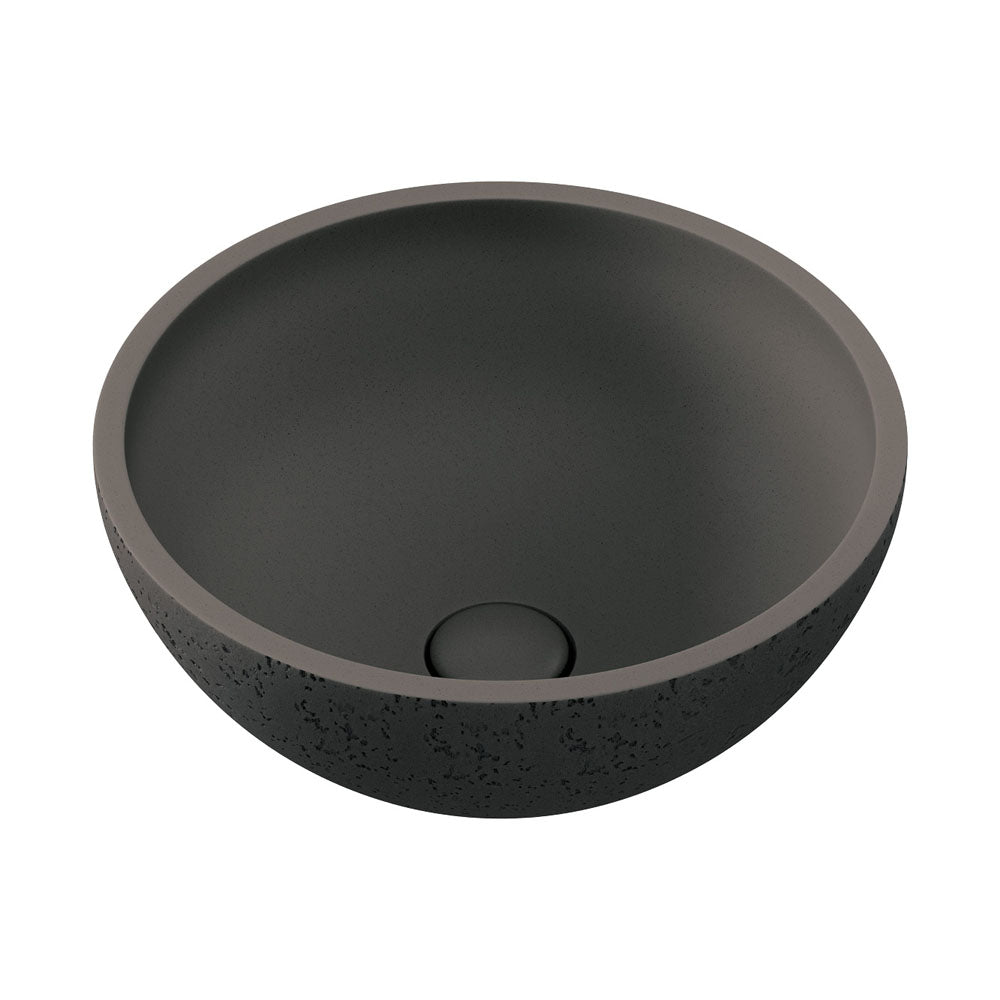 Fienza RB074 Alba Round Concrete Above Counter Bathroom Sink, Warm Grey - Modern Farmhouse Vanity for Bathroom & Powder Room