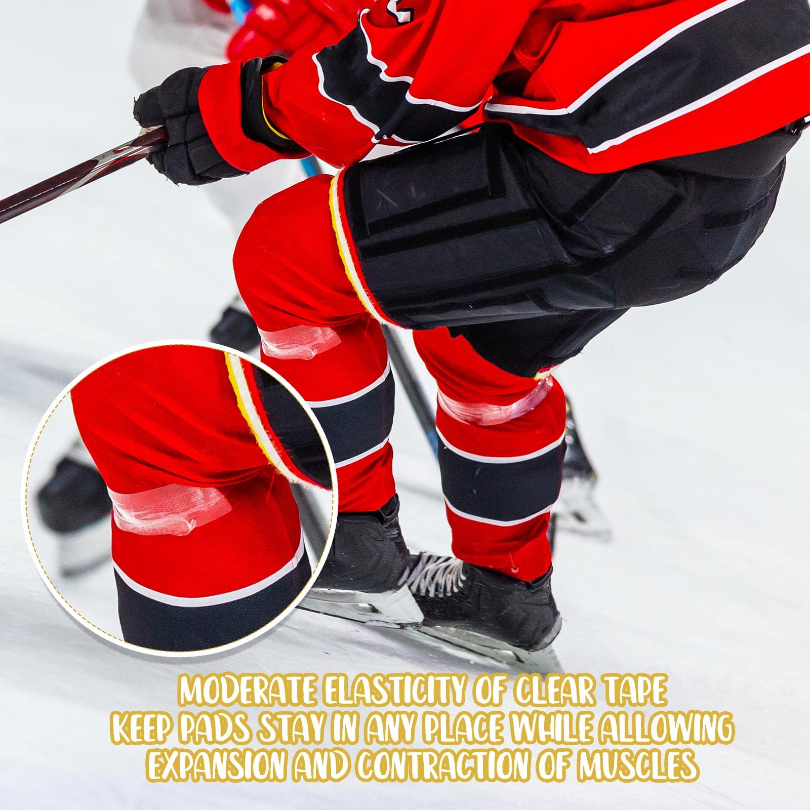 Meooeck 10 Rolls Multipurpose Hockey Tape - Strong Adhesive Shin Pad & Sock Tape for Ice Skating, Hockey Sticks - Perfect Sports Gear & Equipment for Players (Great for Securing Gear During Games & Practice)
