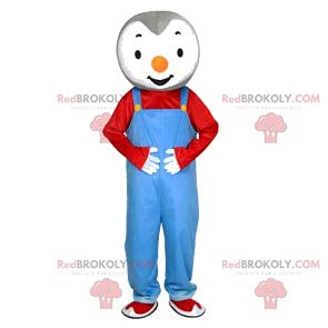 SPOTSOUND Little Penguin Plush Toy - Cute Red & Blue Overalls Mascot Stuffed Animal | Perfect for Kids' Gifts, Nursery Decor, and Party Favors