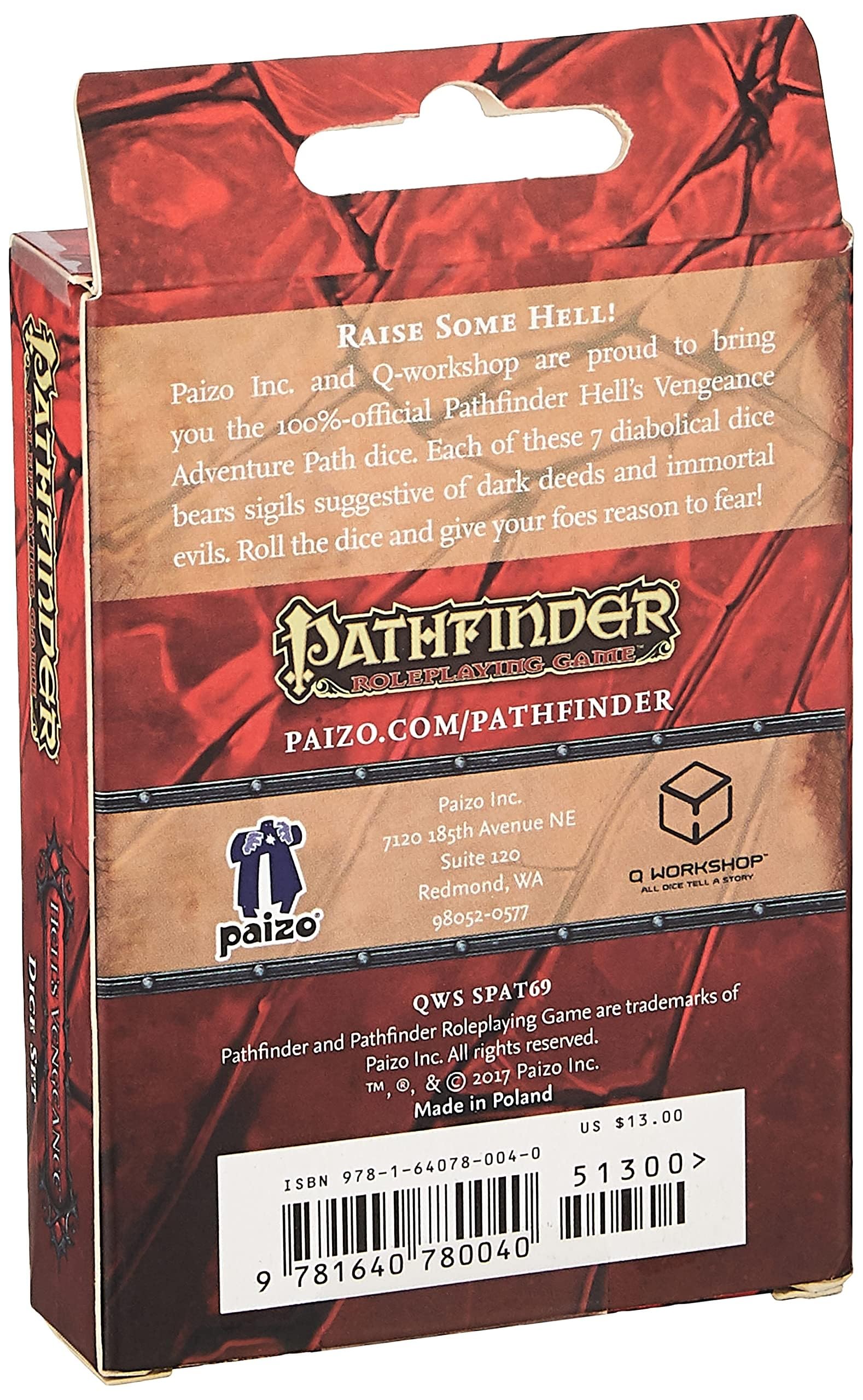 Q-Workshop Pathfinder Hell's Vengeance RPG Ornamented 7-Piece Polyhedral Dice Set for Tabletop Gaming - Perfect for Dungeons & Dragons, Pathfinder, and Fantasy RPG Adventures (SPAT69QWP)