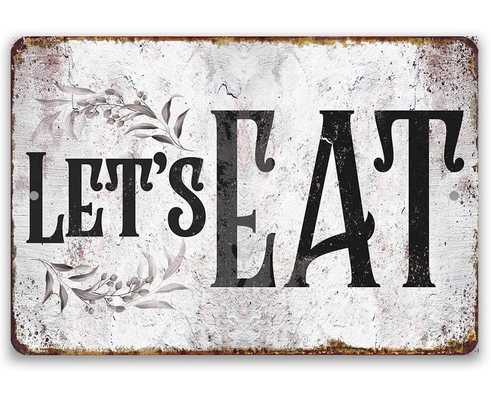 Vintage Rustic Metal Kitchen Sign - 'Let's Eat' Wall Decor for Farmhouse & Indoor/Outdoor Use - Perfect Kitchen Accessories & Wall Art for Dining Room, Cafe, Restaurant Decor