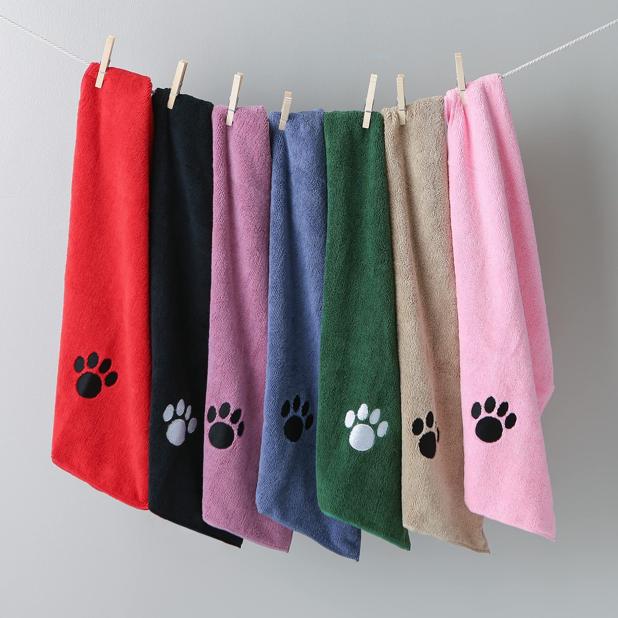 Bone Dry Pet Grooming Towel Set - Super Absorbent Microfiber Drying Towels with Embroidered Design (15x30 Inches, Pink, 3 Pack) - Perfect for Dogs, Cats & Small Pets After Bathing or Swimming