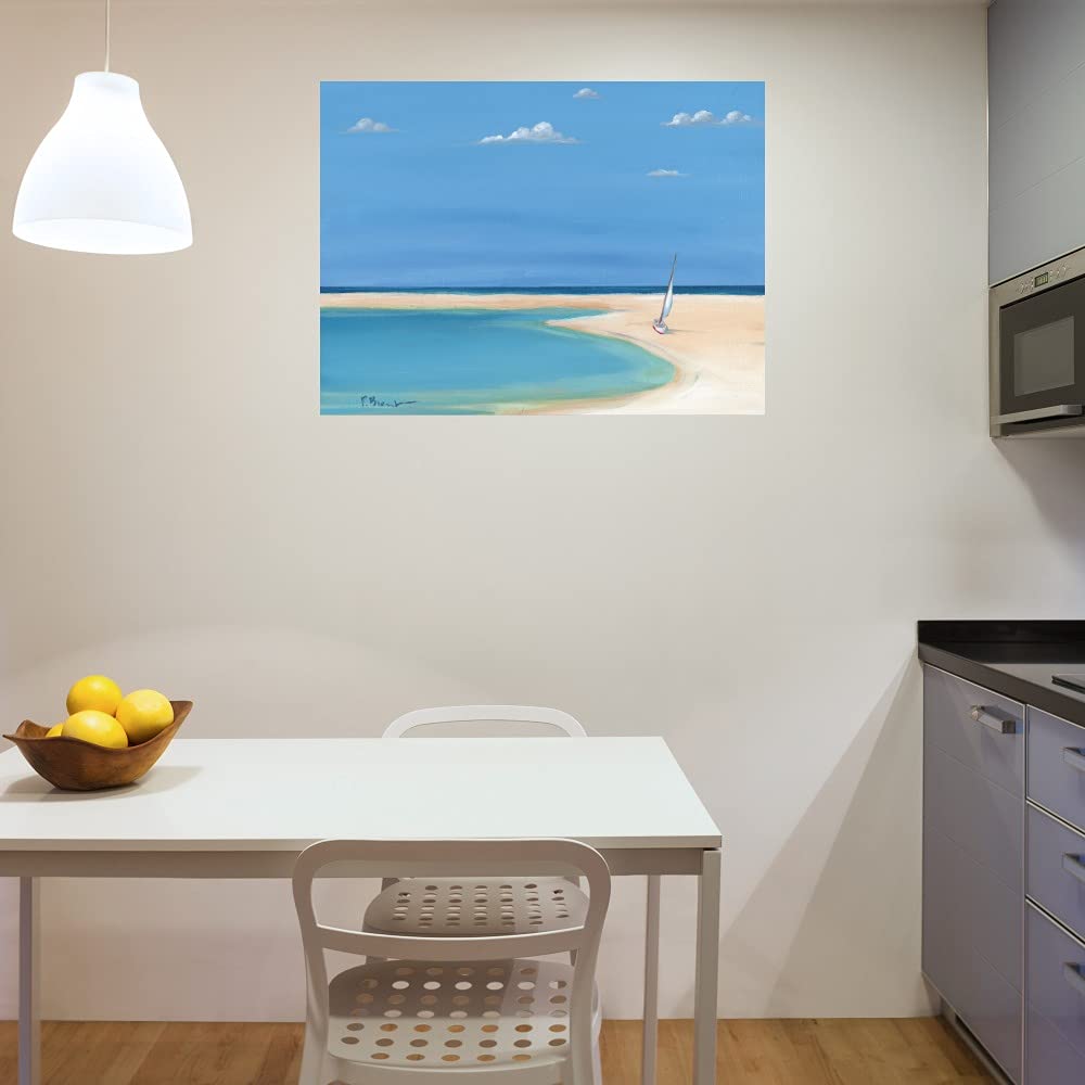 Serenity Cove Sailboat Fine Art Canvas Wall Decor by Paul Brent - 32x24 Inches - Ready to Hang - Perfect for Living Room, Bedroom, Office & More - Coastal Home Decor & Nautical Wall Art for Beach House Style