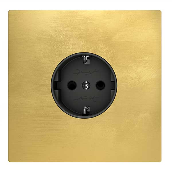Eluttag More Brass Simple Square - Elegant Brass Square Outlet Cover for Home & Office Decor | Perfect for Living Room, Bedroom, and Kitchen