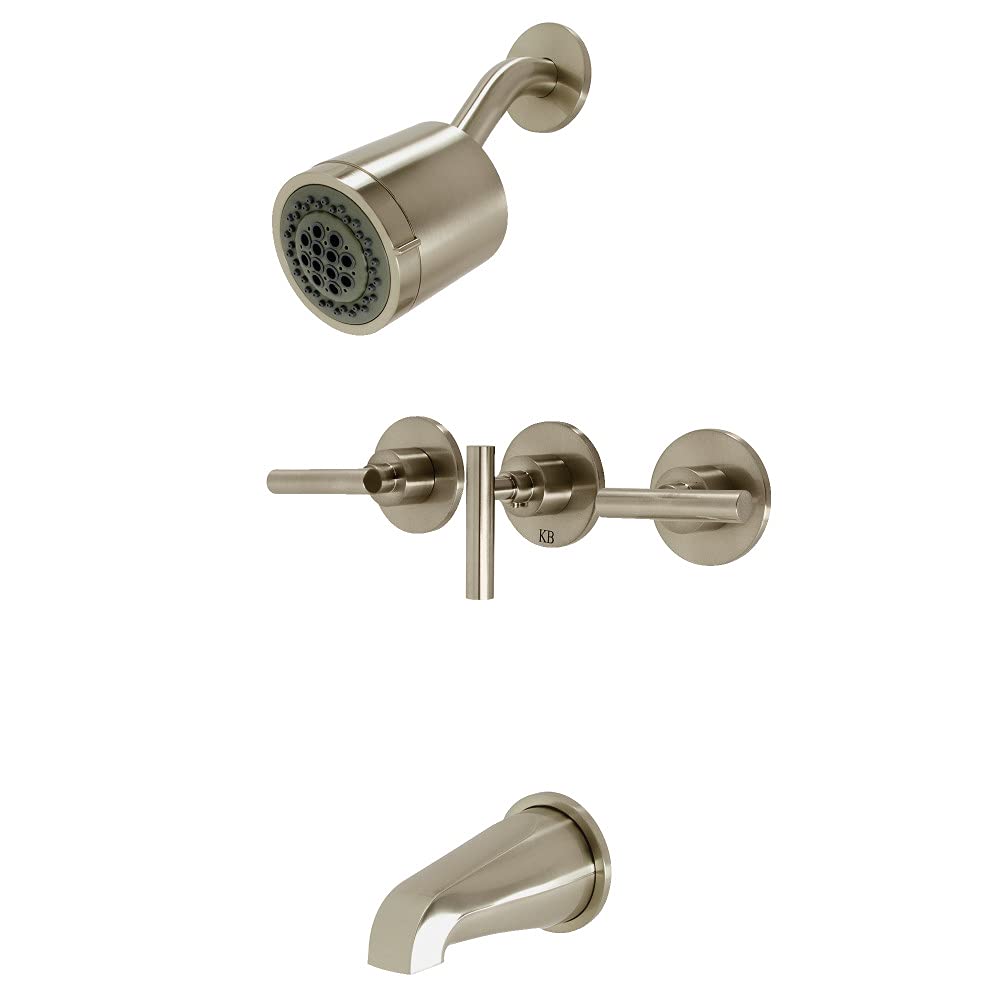Kingston Brass KBX8138CML Manhattan 8-Inch Widespread Bathroom Tub and Shower Faucet in Brushed Nickel - 7.13