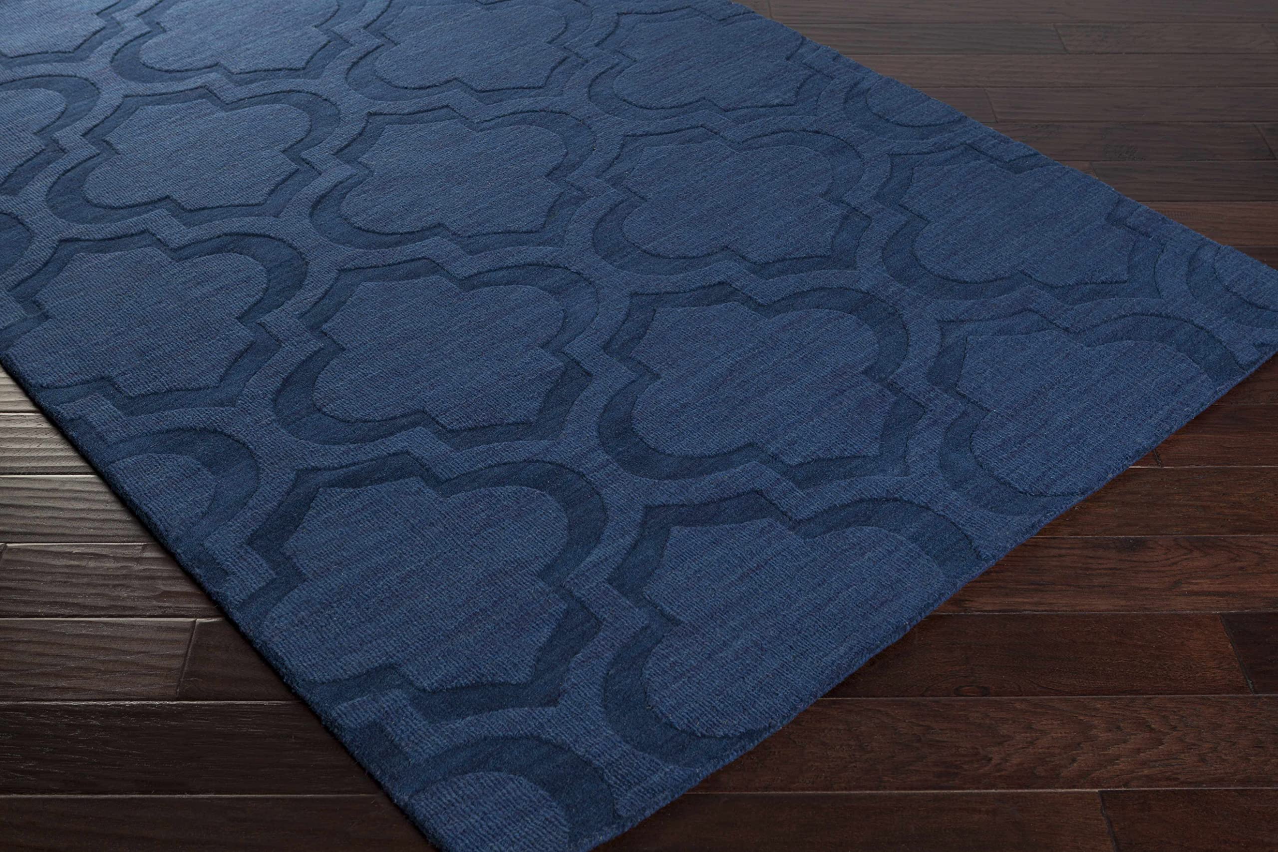 Premium Hauteloom Wool Area Rug for Living Room & Bedroom - Navy Blue Solid & Striped Design - 2' x 3' - Soft & Durable - Perfect for Home Decor, Cozy Spaces, and High-Traffic Areas