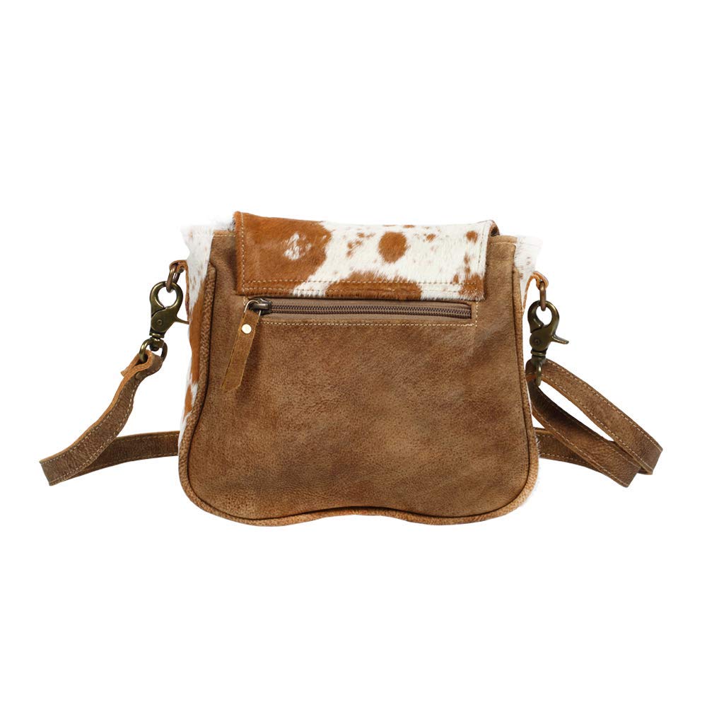 Myra Small Crossbody Bag - Genuine Cowhide & Leather Flap Over Purse for Women | Perfect for Everyday Use, Travel & Casual Outings