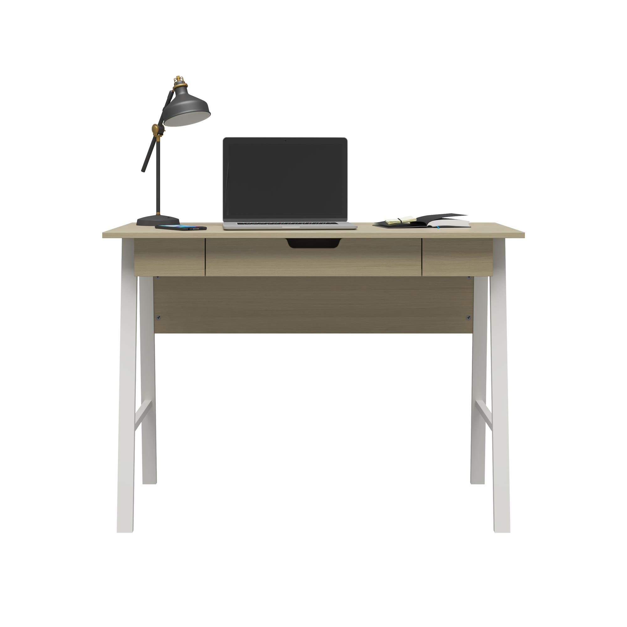 Ameriwood Home Oxford Desk - Pale Oak Finish, Modern Writing Desk for Home Office, Study & Workspace
