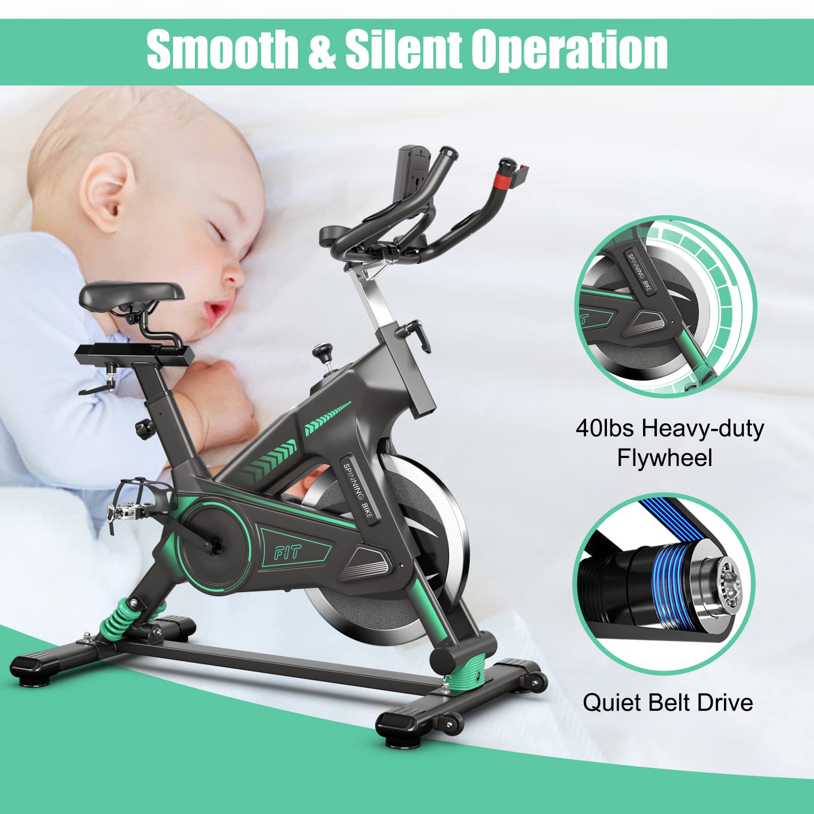 Goplus Indoor Cycling Bike - Adjustable Stationary Exercise Bike with LCD Monitor, Device Holder & Comfortable Seat - Home Gym Cardio Equipment for Weight Loss & Fitness Training - Perfect for Small Spaces & Apartment Workouts