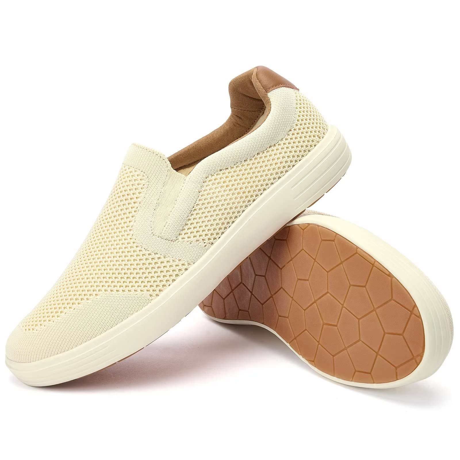Konhill Men's Slip-On Winter Sneakers - Comfortable Knit Loafers with Memory Foam & Arch Support | Non-Slip Driving & Work Shoes for Walking, Skateboarding & Casual Wear | Perfect for Office, Travel & Outdoor Activities