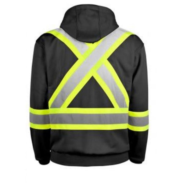 Terra Hi-Vis Polyester Fleece Work Hoodie 116506BK - Black Safety Jacket for Construction, Road Work & Outdoor Winter Activities