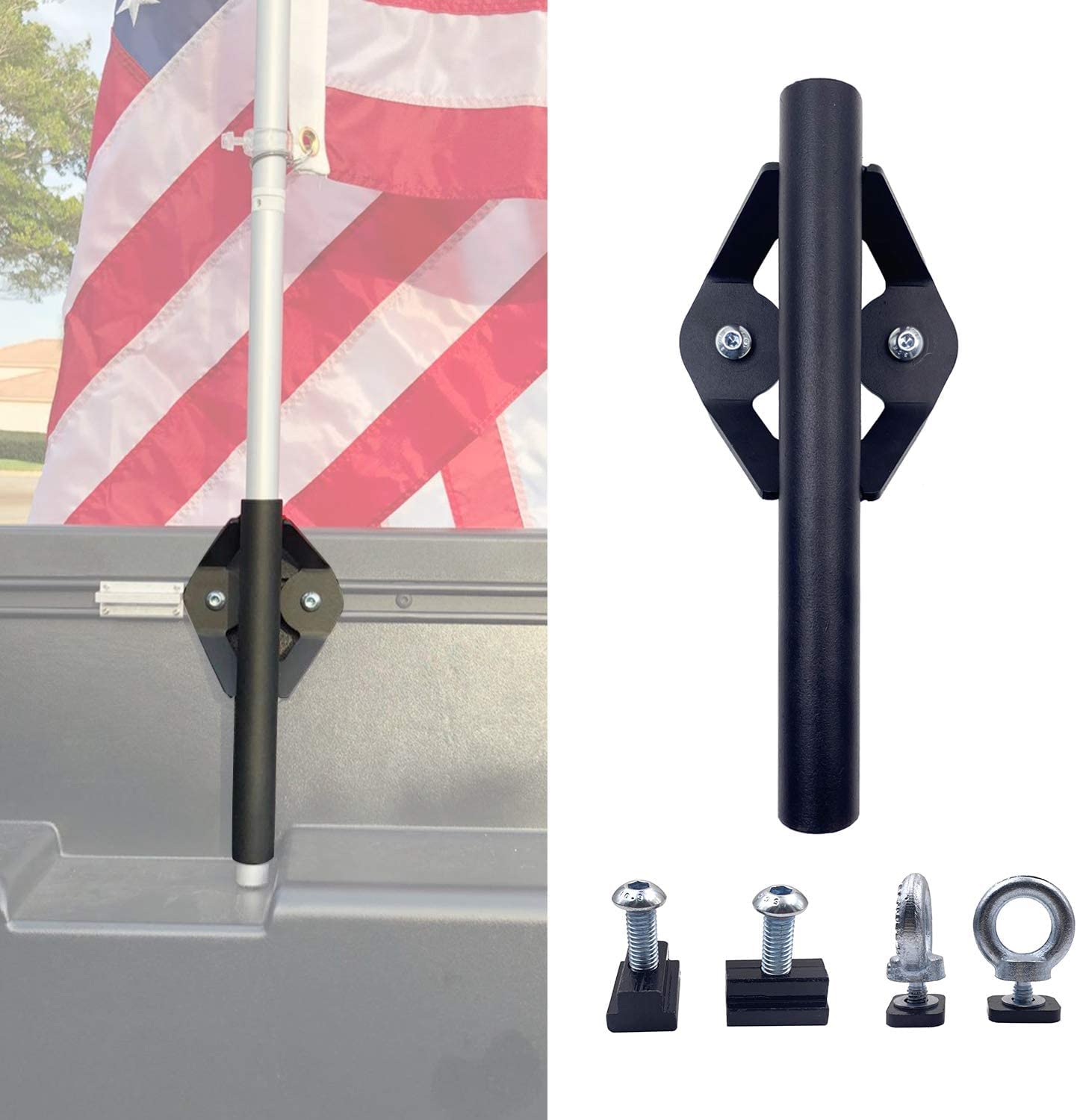 NIXFACE Truck Bed Flag Pole Mount Holder - Compatible with 2005-2021 Toyota Tacoma & 2007-2021 Tundra Bed Rail System - Perfect for Off-Road Adventures, Tailgating, and Patriotic Displays