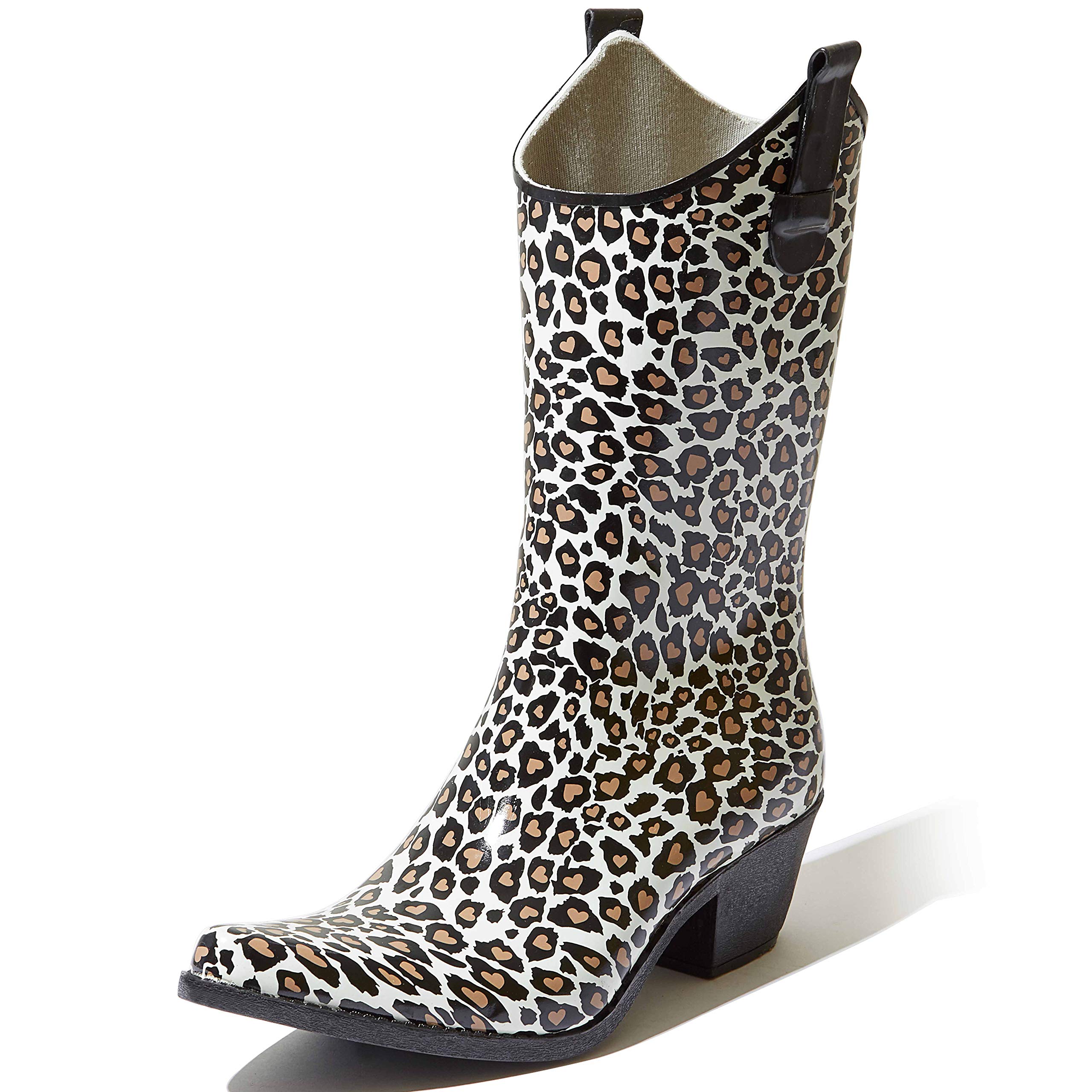 Cowboy Rose Skull Floral Print High Heel Rain Boots for Women - Waterproof Fashion Booties for Country Music Festivals & Outdoor Adventures