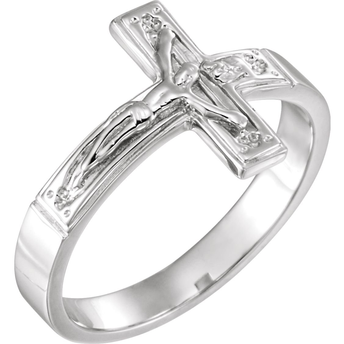 Bonyak Sterling Silver Crucifix Chastity Ring for Men & Women - Size 5 Religious Jewelry for Christian Faith, Wedding, and Everyday Wear