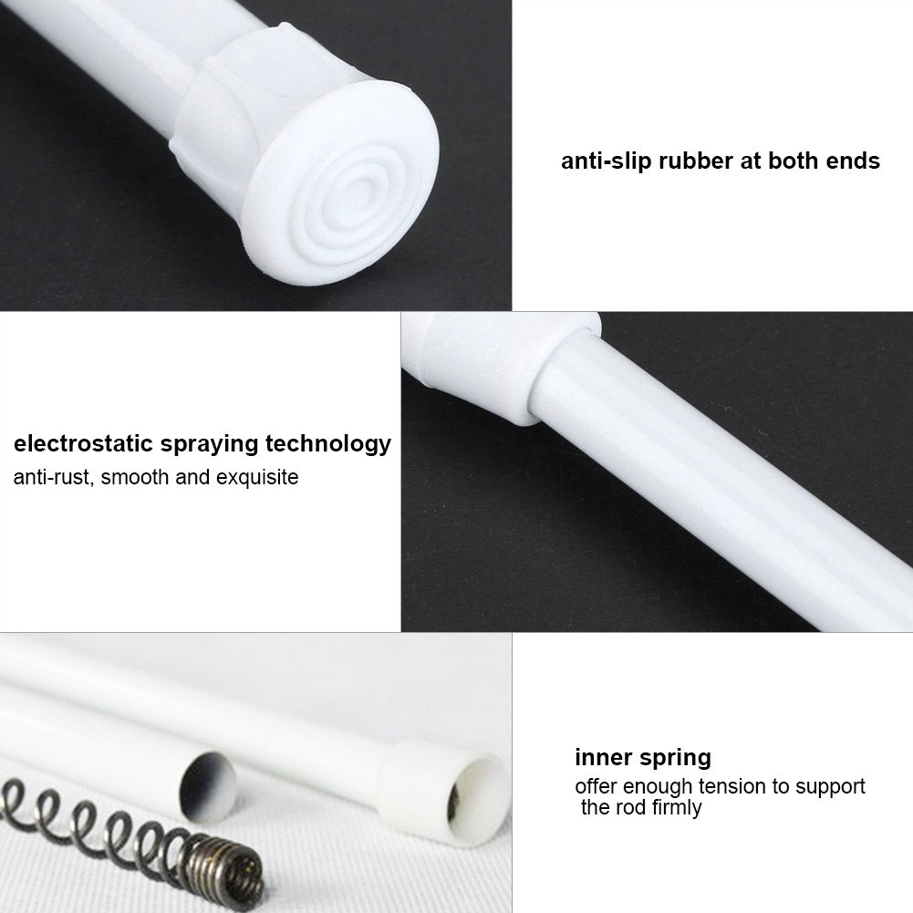 Adjustable Spring Loaded Tension Shower Curtain Rod - Extendable Closet Window Rail Pole for Bathroom, Kitchen & Home Decor