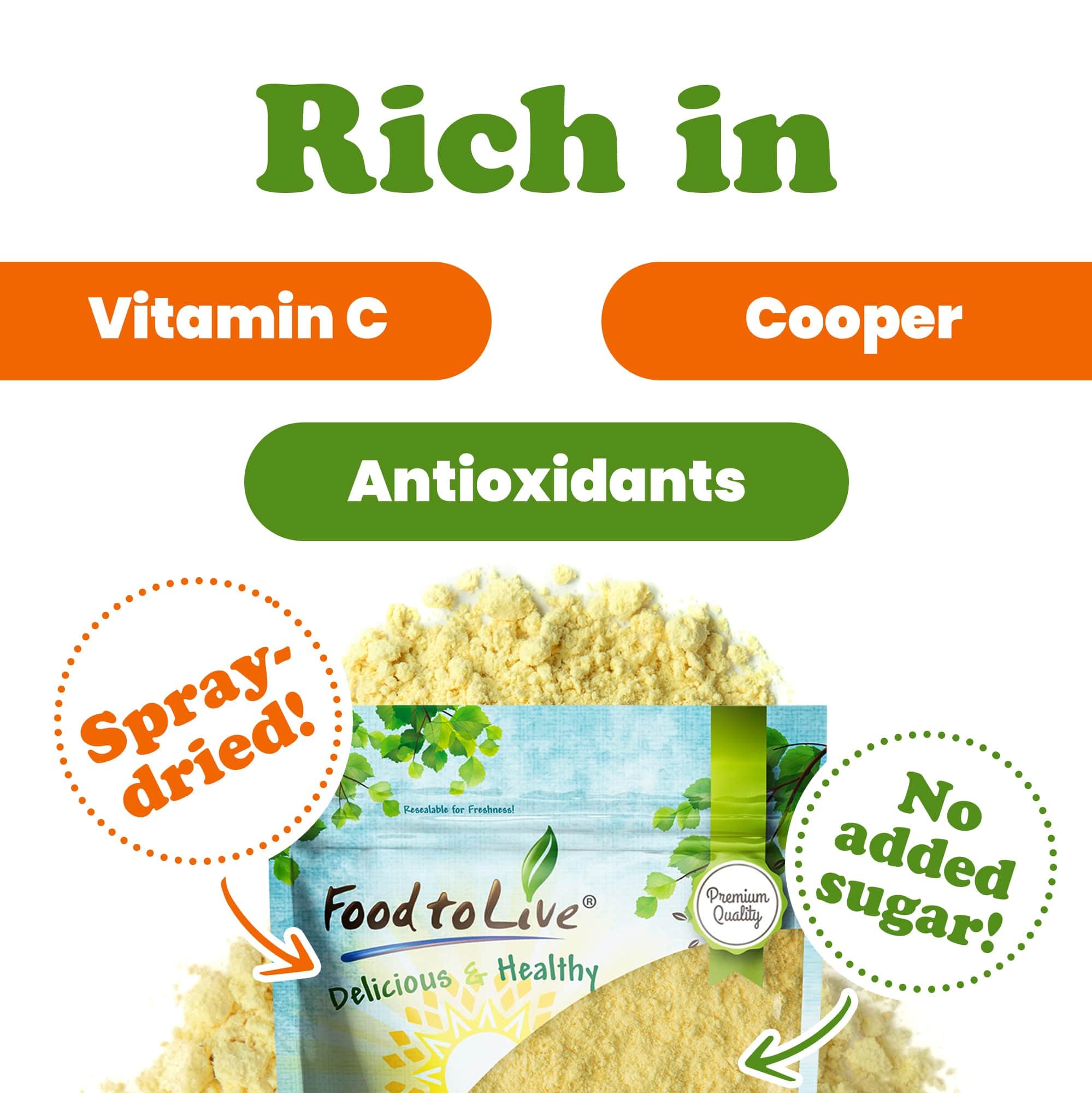 Food to Live Orange Powder, 9 lbs - Raw Dried Citrus Fruit, Unsulfured, Vegan, Bulk - Perfect for Baking, Juicing, Yogurt & Breakfast Drinks - Contains Maltodextrin, No Sulfites - Ideal for Smoothies, Desserts & Healthy Snacks