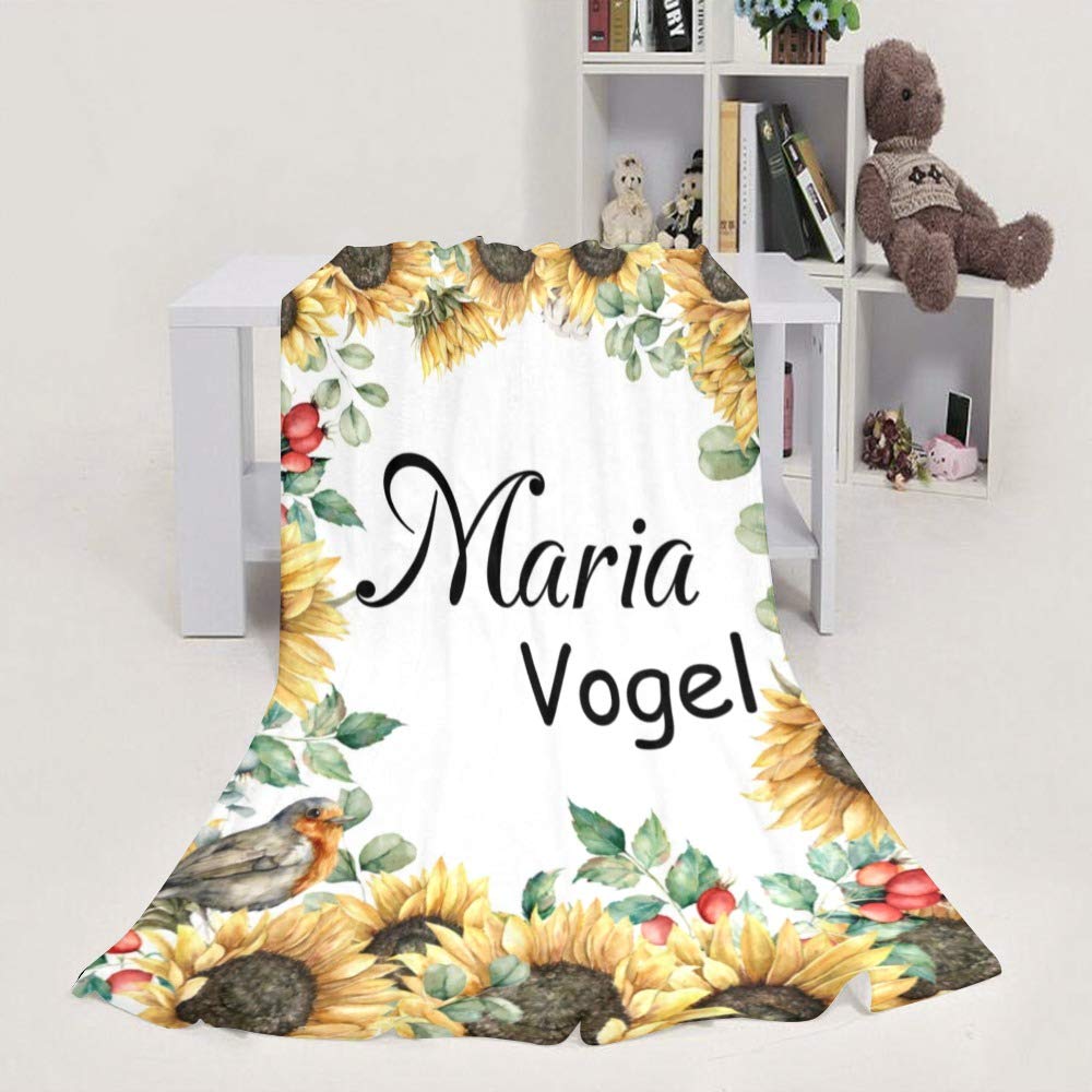 Personalized Baby Blanket with Name - Custom Floral Embroidered Blanket for Newborn Girls, Infants & Toddlers - Perfect for Nursery, Christening Gifts & Photo Props