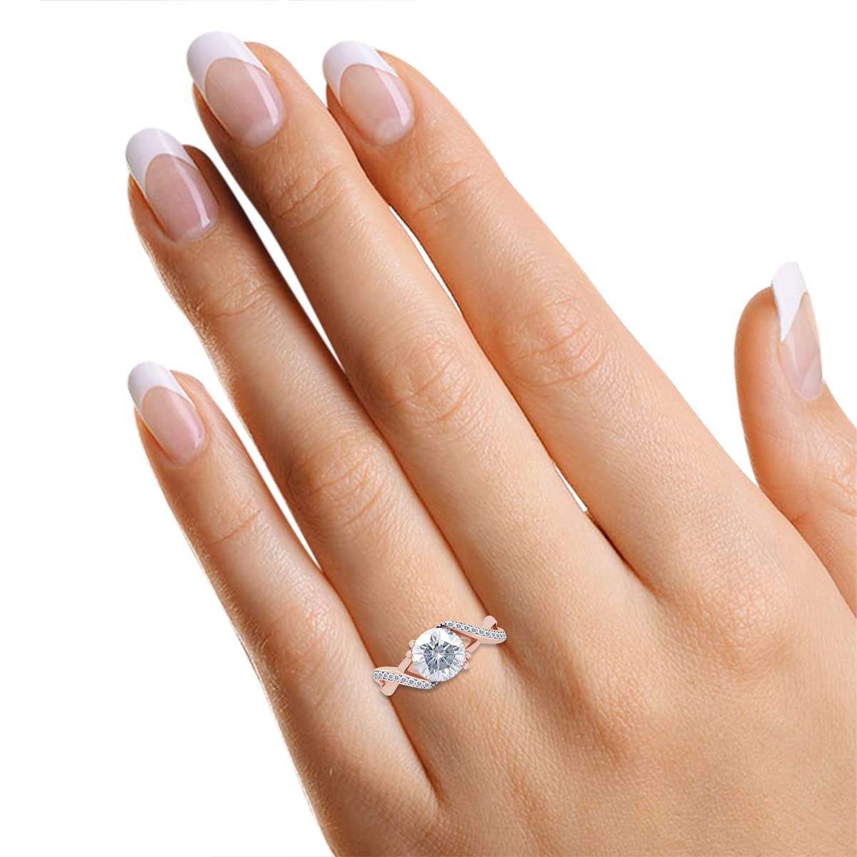 1.2ct Round Cut Lab Created Moissanite Solitaire Infinity Engagement Ring in 14k Gold Over Sterling Silver - Women's Wedding Jewelry & Anniversary Gift for Her - Perfect for Proposals, Valentine's Day & Special Occasions