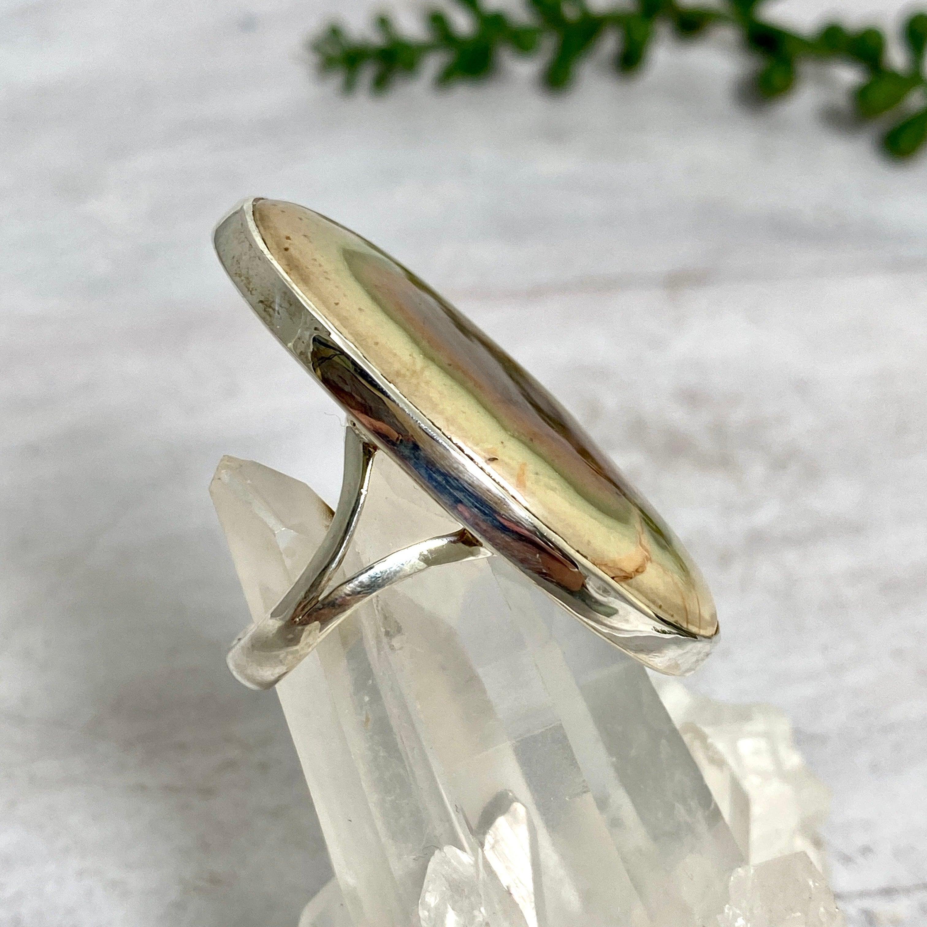 Imperial Jasper Oval Ring - Size 10 - Natural Stone Jewelry - KRGJ2462 | Perfect for Boho Fashion, Spiritual Healing & Gift Giving