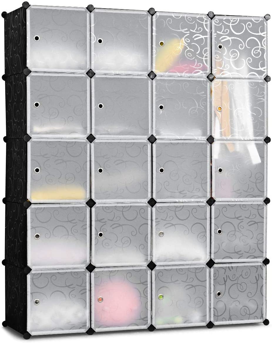 GRAFFY 20-Cube Storage Organizer with Doors - DIY Modular Closet Shelf Unit for Clothes, Toys & Home Organization - Perfect for Bedroom, Living Room, Office & Dorm Storage Solutions